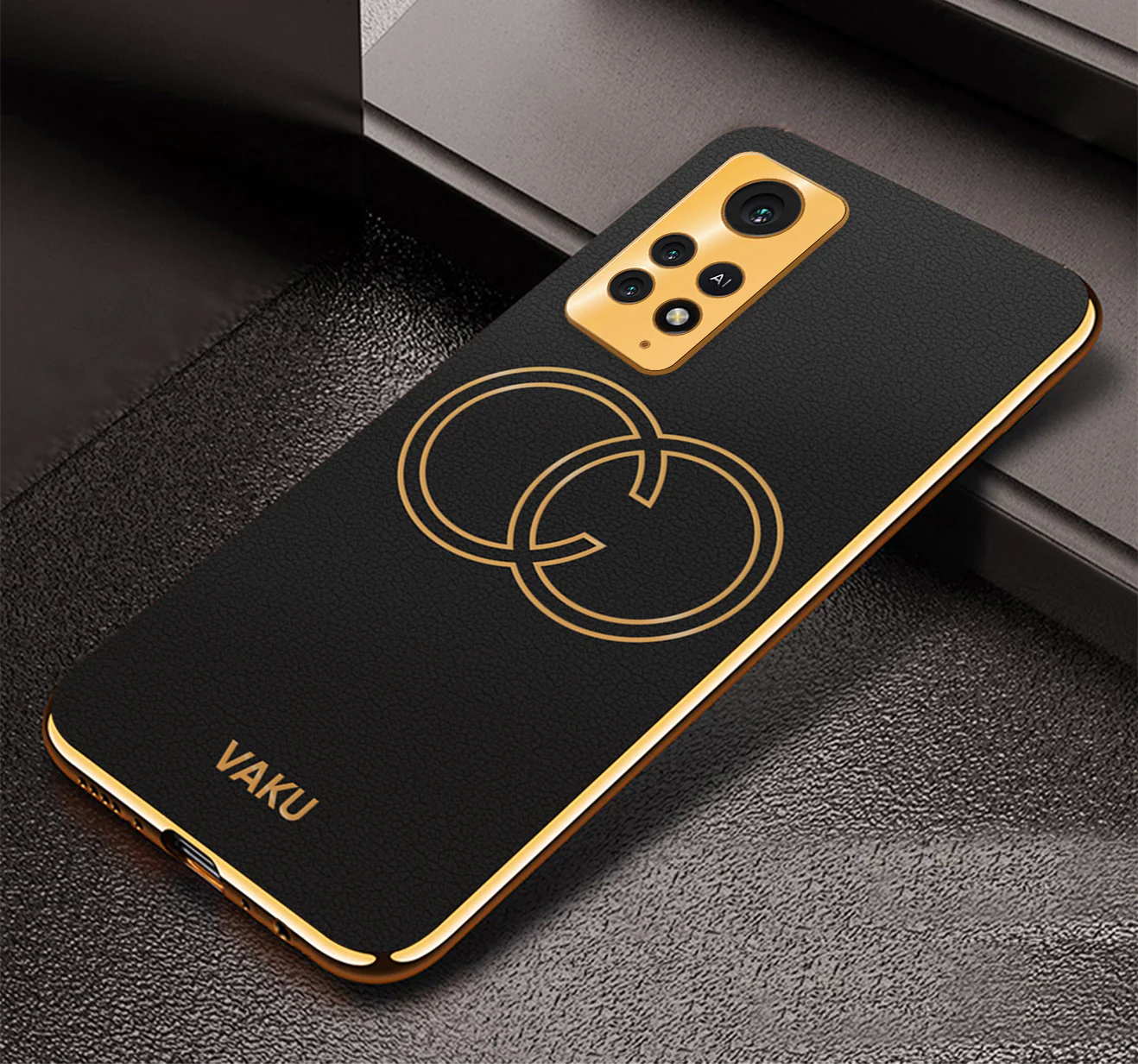 Vaku® Xiaomi Redmi Note 11 Pro Plus 5G Skylar Leather Pattern Gold Electroplated Soft TPU Back Cover - Image 7
