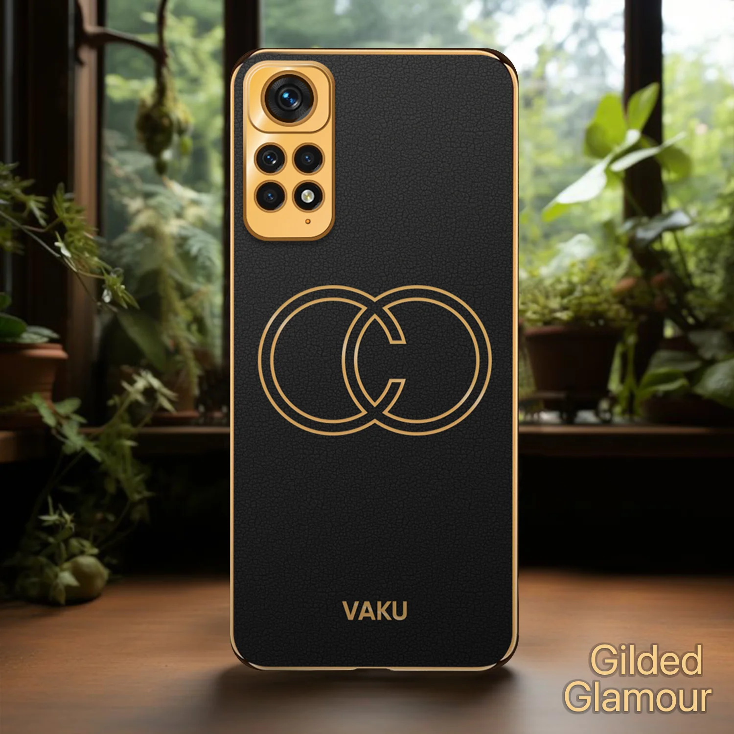 Vaku® Xiaomi Redmi Note 11 Pro Skylar Leather Pattern Gold Electroplated Soft TPU Back Cover - Image 13