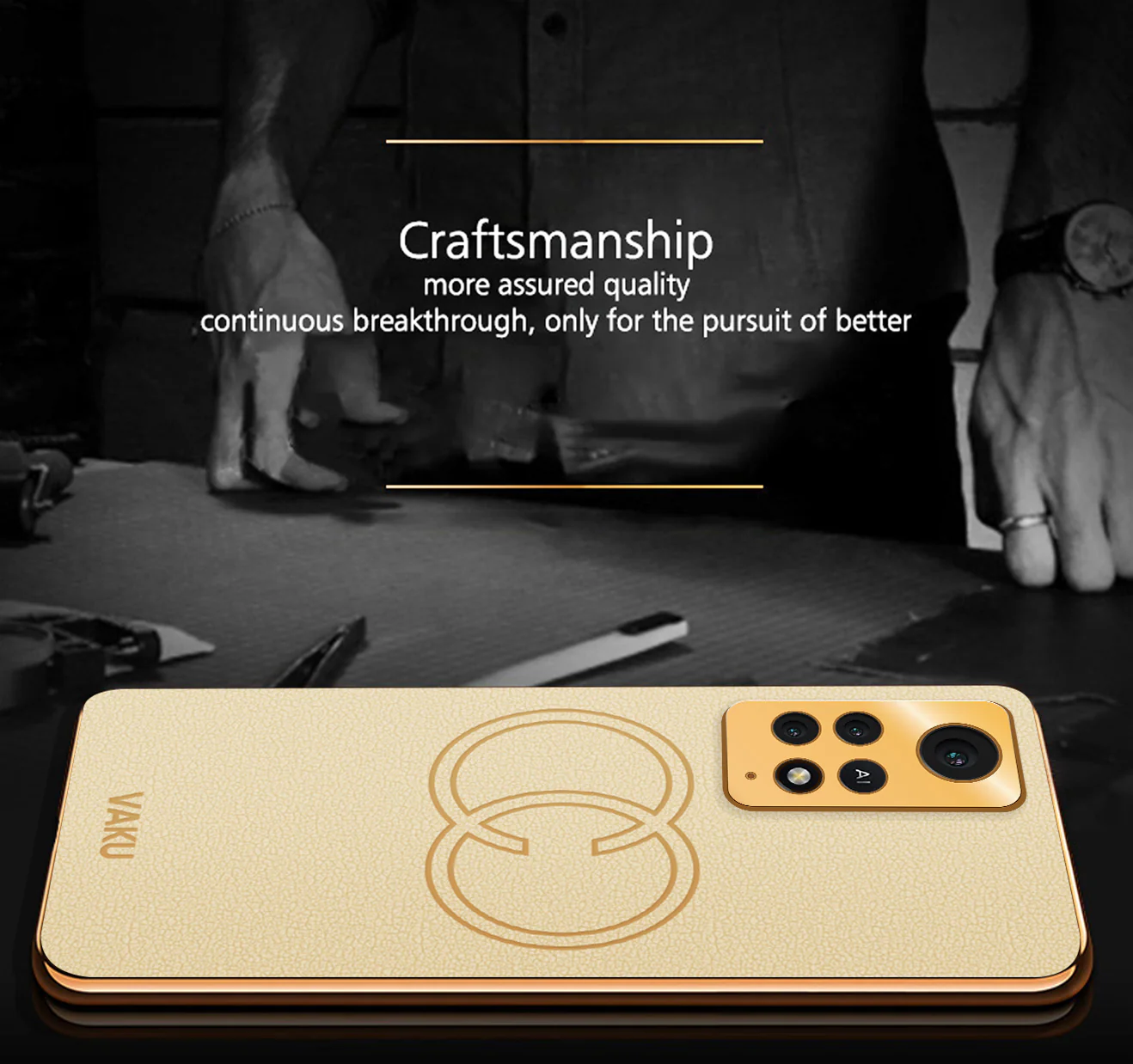 Vaku® Xiaomi Redmi Note 11 Pro Skylar Leather Pattern Gold Electroplated Soft TPU Back Cover - Image 14