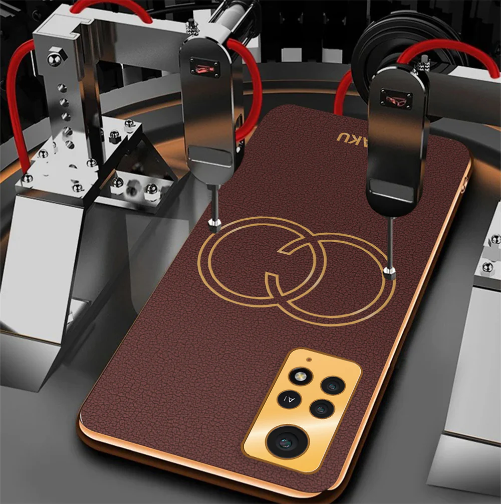 Vaku® Xiaomi Redmi Note 11 Pro Skylar Leather Pattern Gold Electroplated Soft TPU Back Cover - Image 16