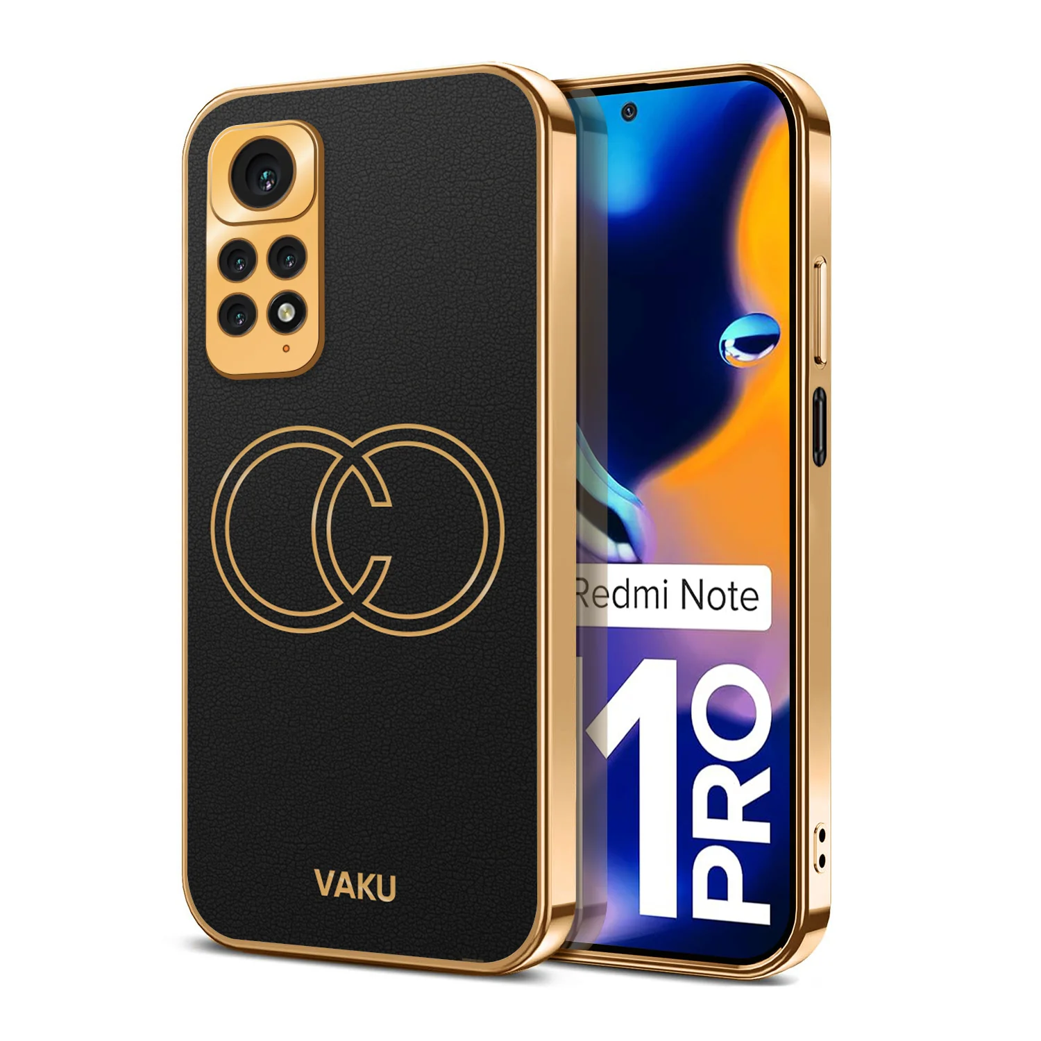 Vaku® Xiaomi Redmi Note 11 Pro Skylar Leather Pattern Gold Electroplated Soft TPU Back Cover - Image 4