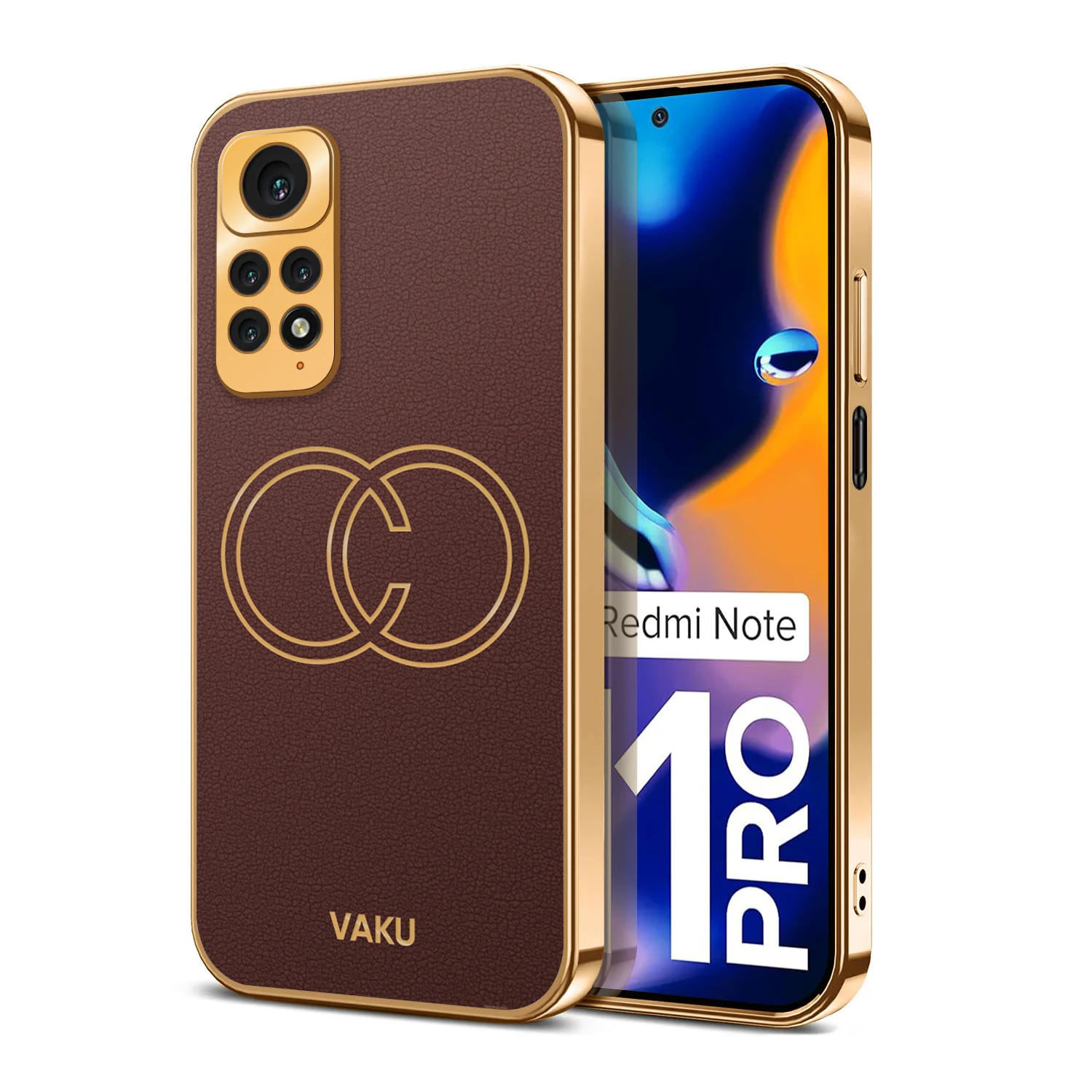 Vaku® Xiaomi Redmi Note 11 Pro Skylar Leather Pattern Gold Electroplated Soft TPU Back Cover - Image 6