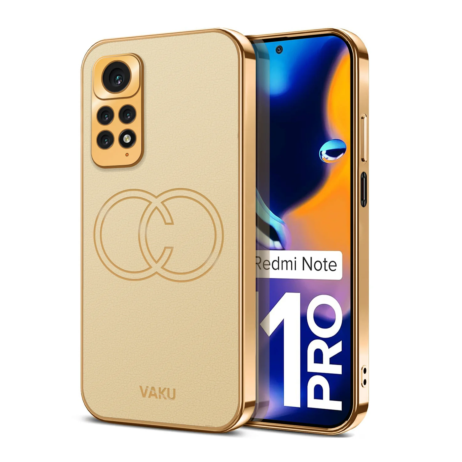 Vaku® Xiaomi Redmi Note 11 Pro Skylar Leather Pattern Gold Electroplated Soft TPU Back Cover - Image 7