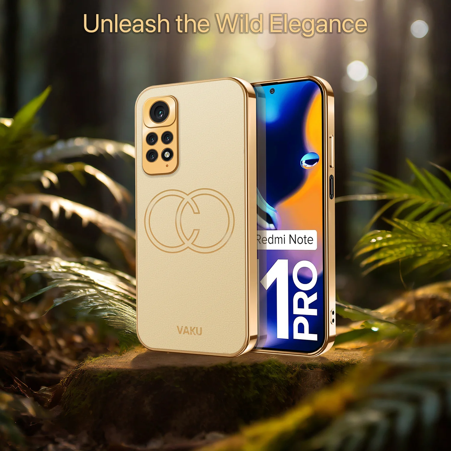 Vaku® Xiaomi Redmi Note 11 Pro Skylar Leather Pattern Gold Electroplated Soft TPU Back Cover - Image 8
