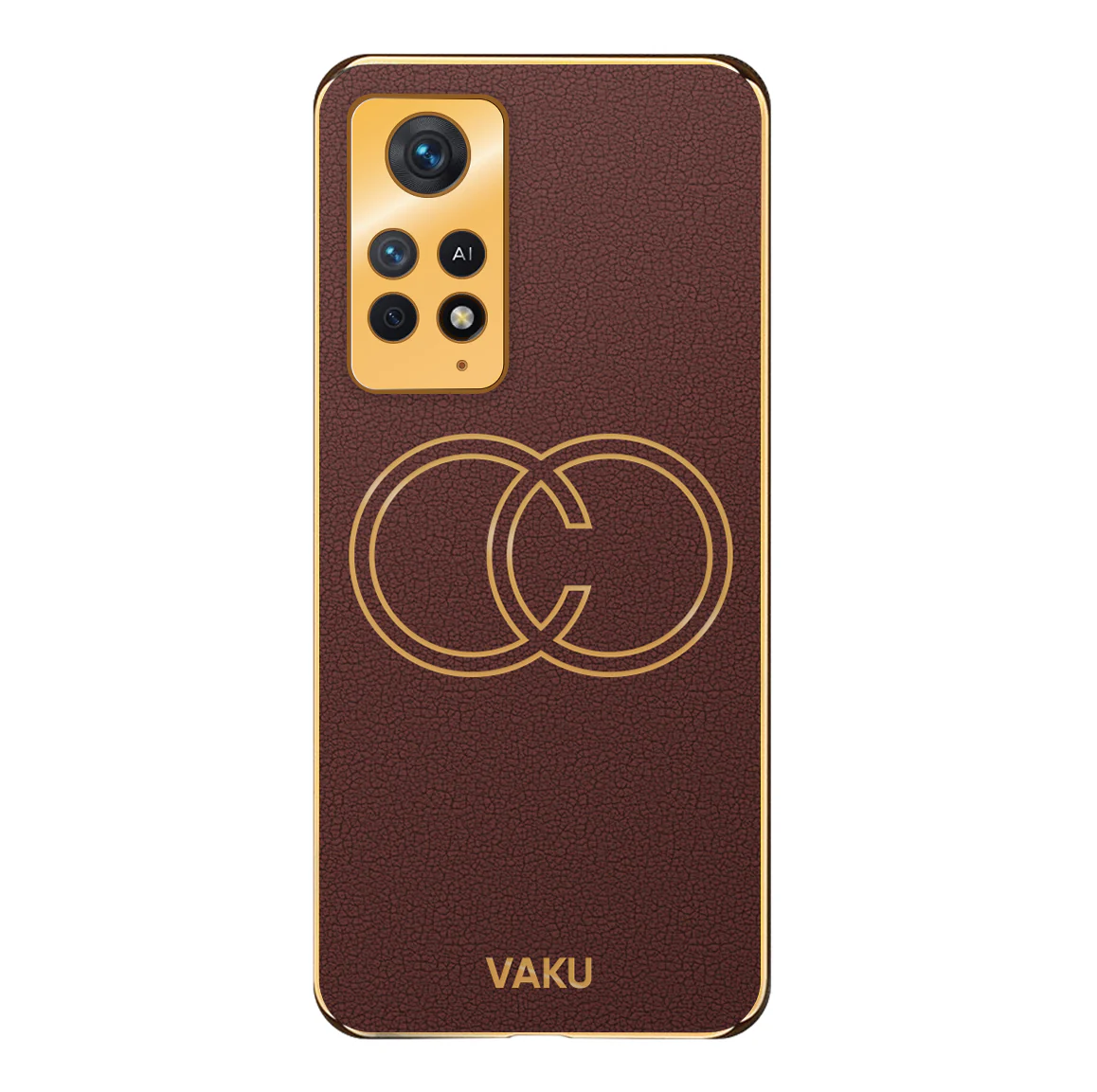 Vaku® Xiaomi Redmi Note 11 Pro Skylar Leather Pattern Gold Electroplated Soft TPU Back Cover - Image 9