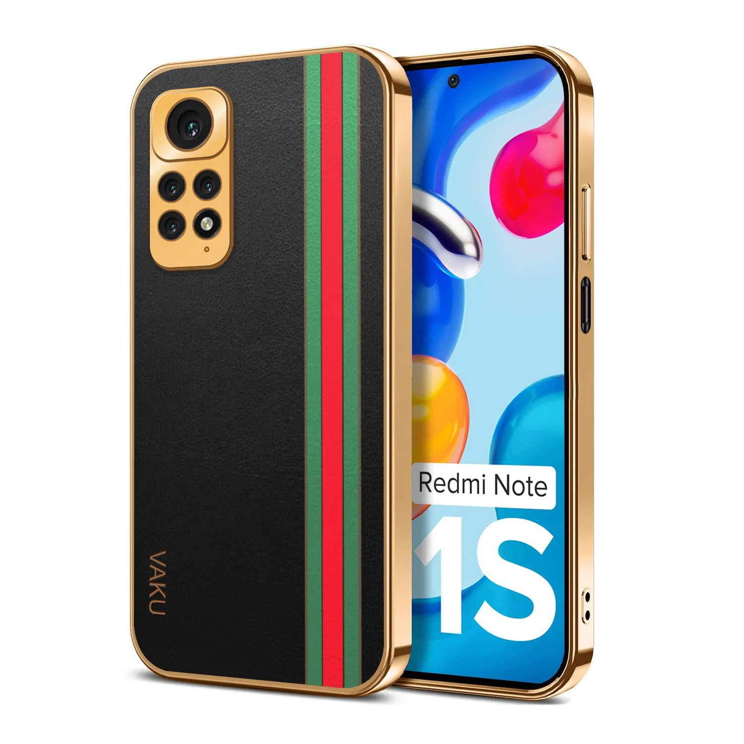 Vaku® Xiaomi Redmi Note 11s Felix Line Leather Stitched Gold Electroplated Soft TPU Back Cover Case - Image 11