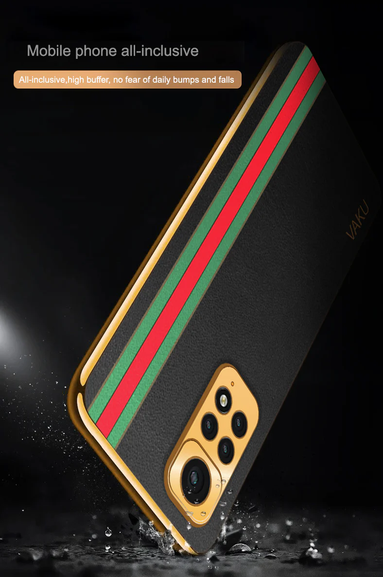 Vaku® Xiaomi Redmi Note 11s Felix Line Leather Stitched Gold Electroplated Soft TPU Back Cover Case - Image 9
