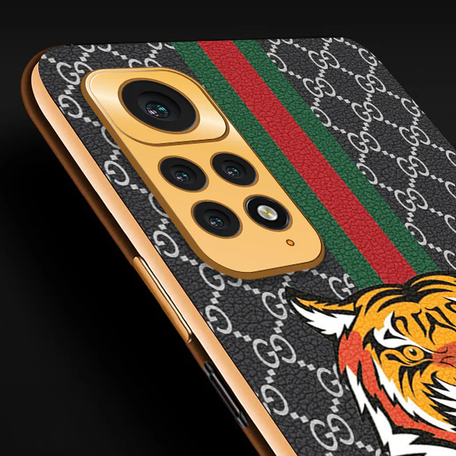 Vaku ® Xiaomi Redmi Note 11S Lynx Designer Leather Pattern Gold Electroplated Soft TPU Back Cover Case - Image 16