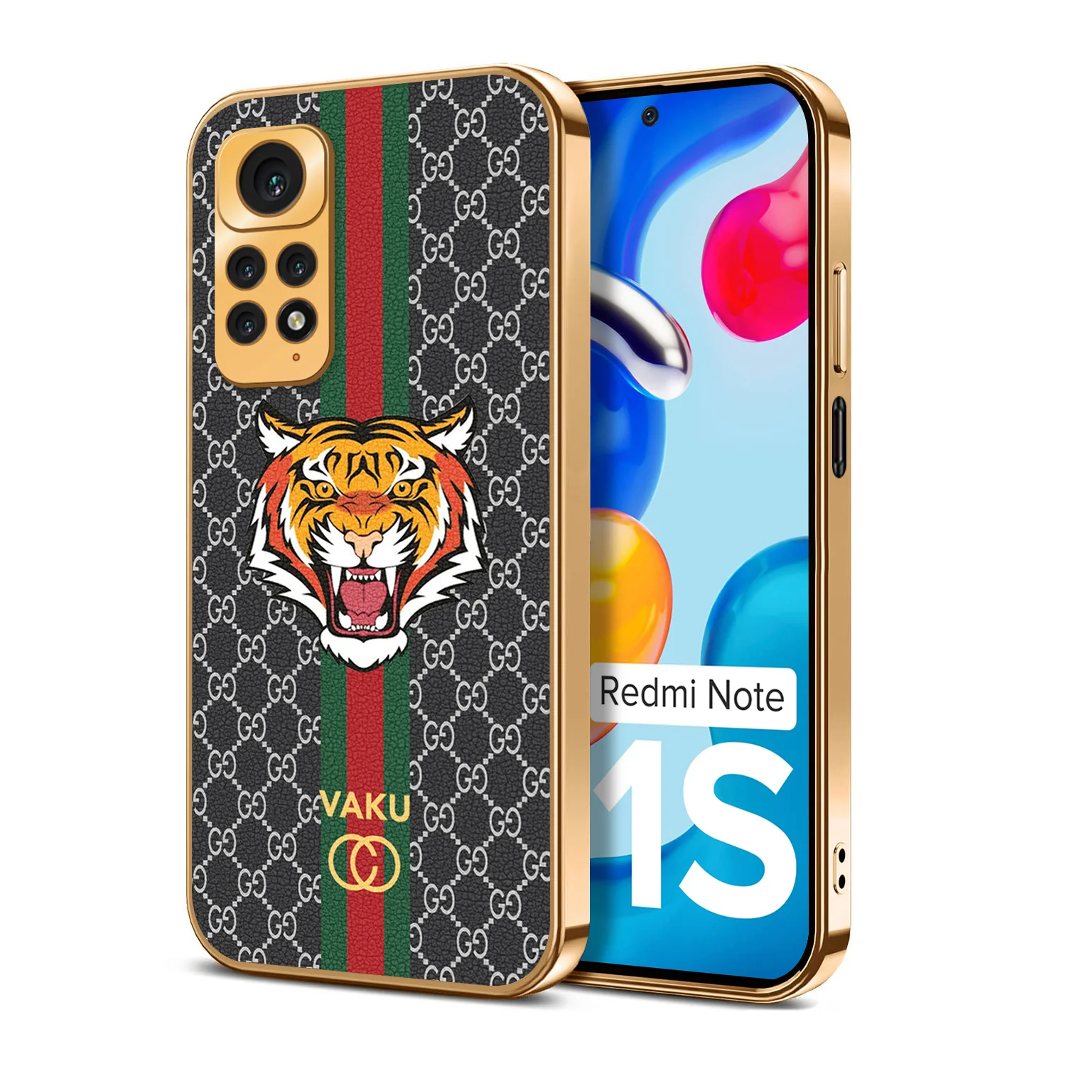 Vaku ® Xiaomi Redmi Note 11S Lynx Designer Leather Pattern Gold Electroplated Soft TPU Back Cover Case - Image 17