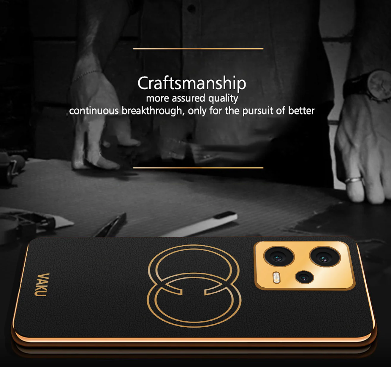 Vaku® Xiaomi Redmi Note 12 5G Skylar Leather Pattern Gold Electroplated Soft TPU Back Cover - Image 3