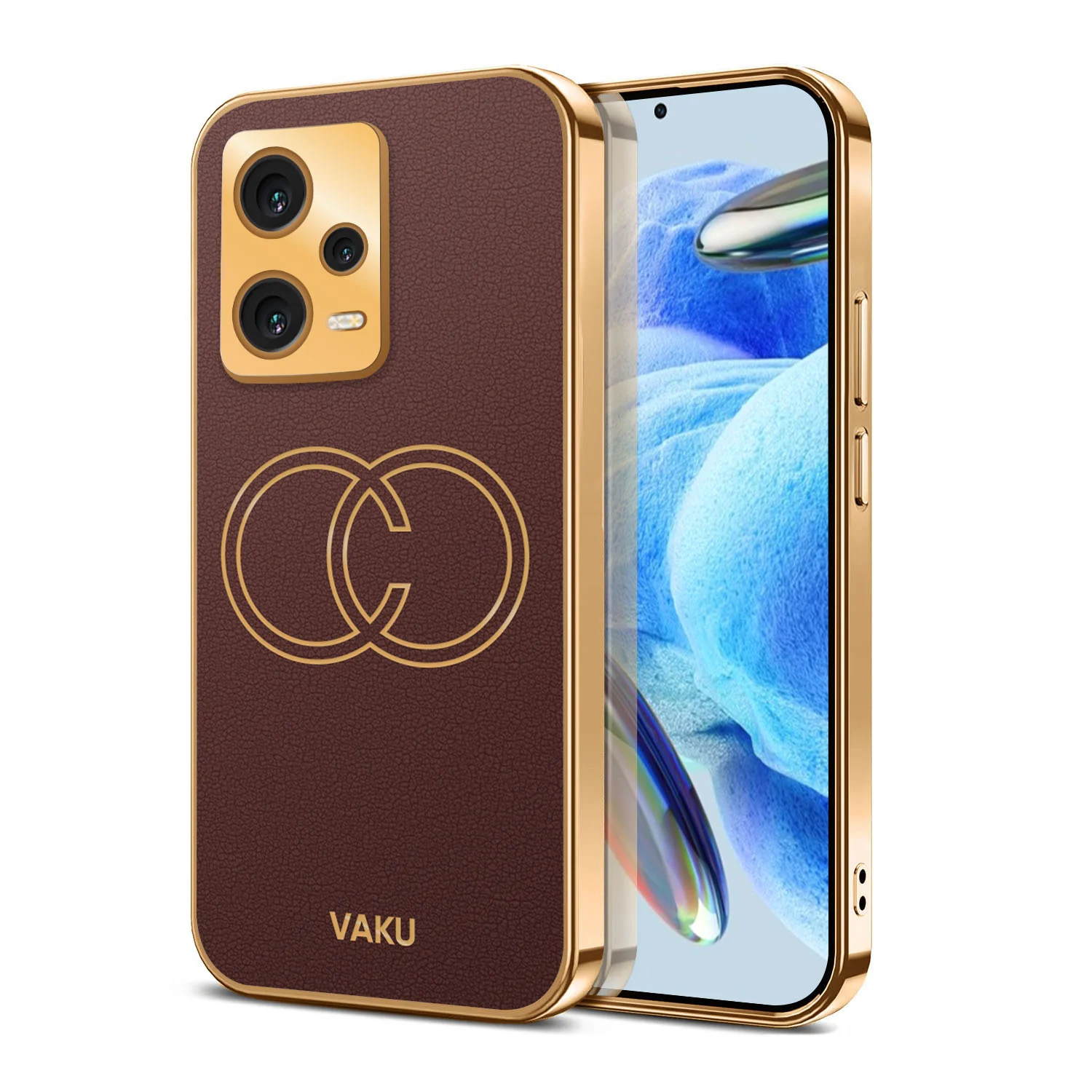 Vaku® Xiaomi Redmi Note 12 Pro 5G Skylar Leather Pattern Gold Electroplated Soft TPU Back Cover - Image 12