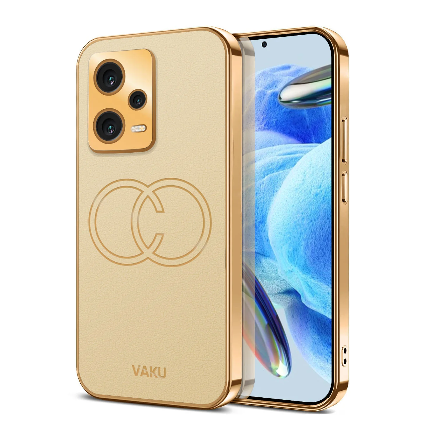 Vaku® Xiaomi Redmi Note 12 Pro 5G Skylar Leather Pattern Gold Electroplated Soft TPU Back Cover - Image 5