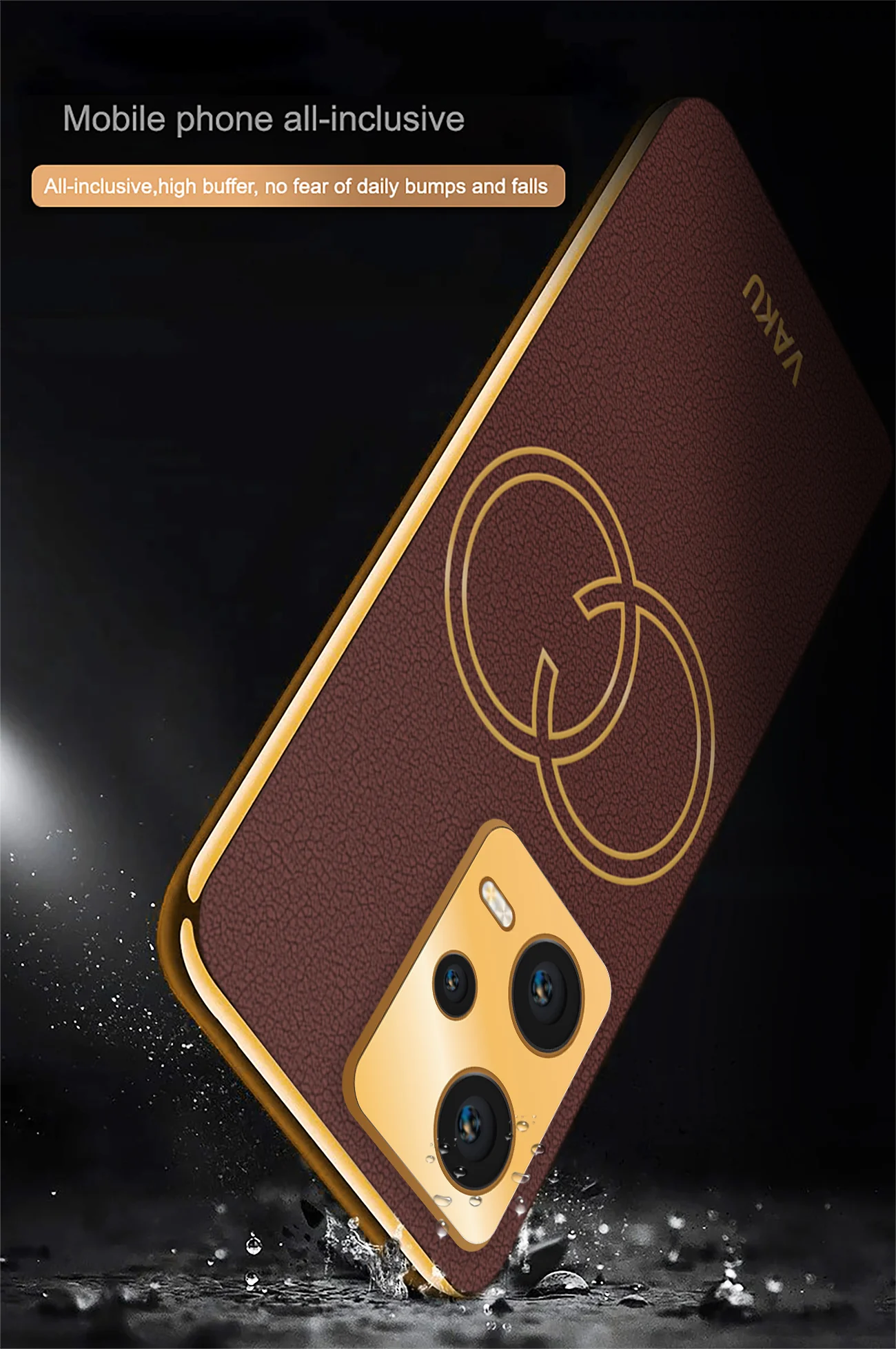 Vaku® Xiaomi Redmi Note 12 Pro 5G Skylar Leather Pattern Gold Electroplated Soft TPU Back Cover - Image 7