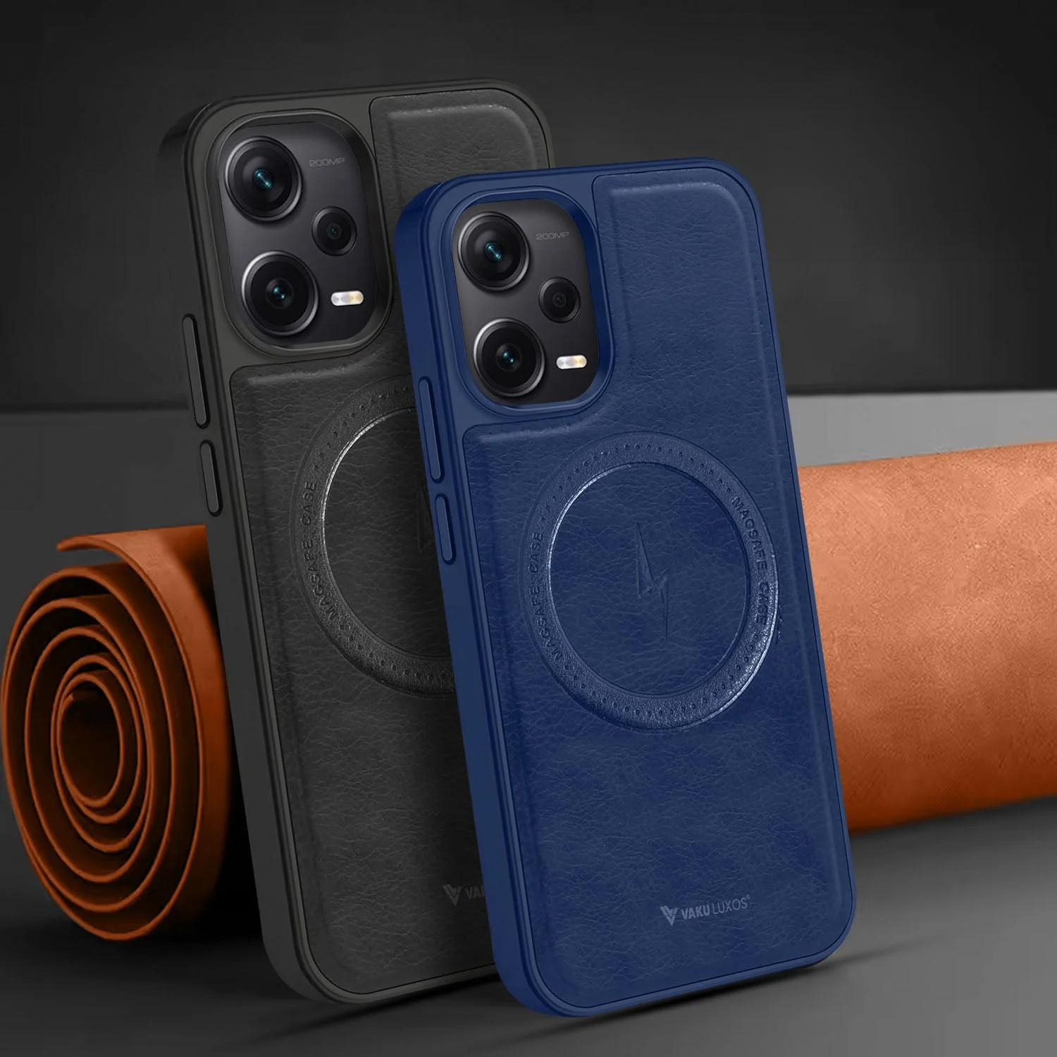 Vaku ® Xiaomi Redmi Note 12 Pro Maxtron Leather Stitched Magnetic Magsafe Back Cover - Image 2