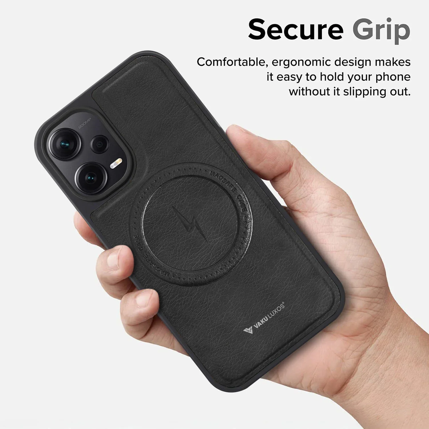 Vaku ® Xiaomi Redmi Note 12 Pro Maxtron Leather Stitched Magnetic Magsafe Back Cover - Image 8