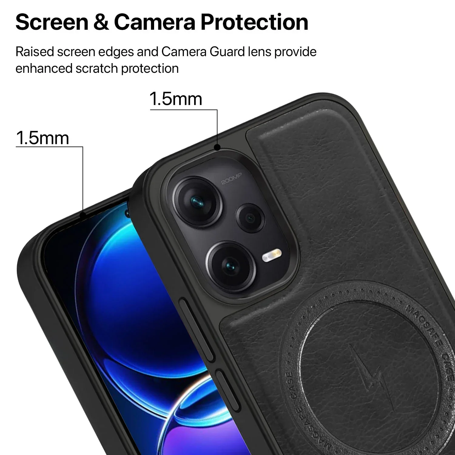 Vaku ® Xiaomi Redmi Note 12 Pro Maxtron Leather Stitched Magnetic Magsafe Back Cover - Image 9