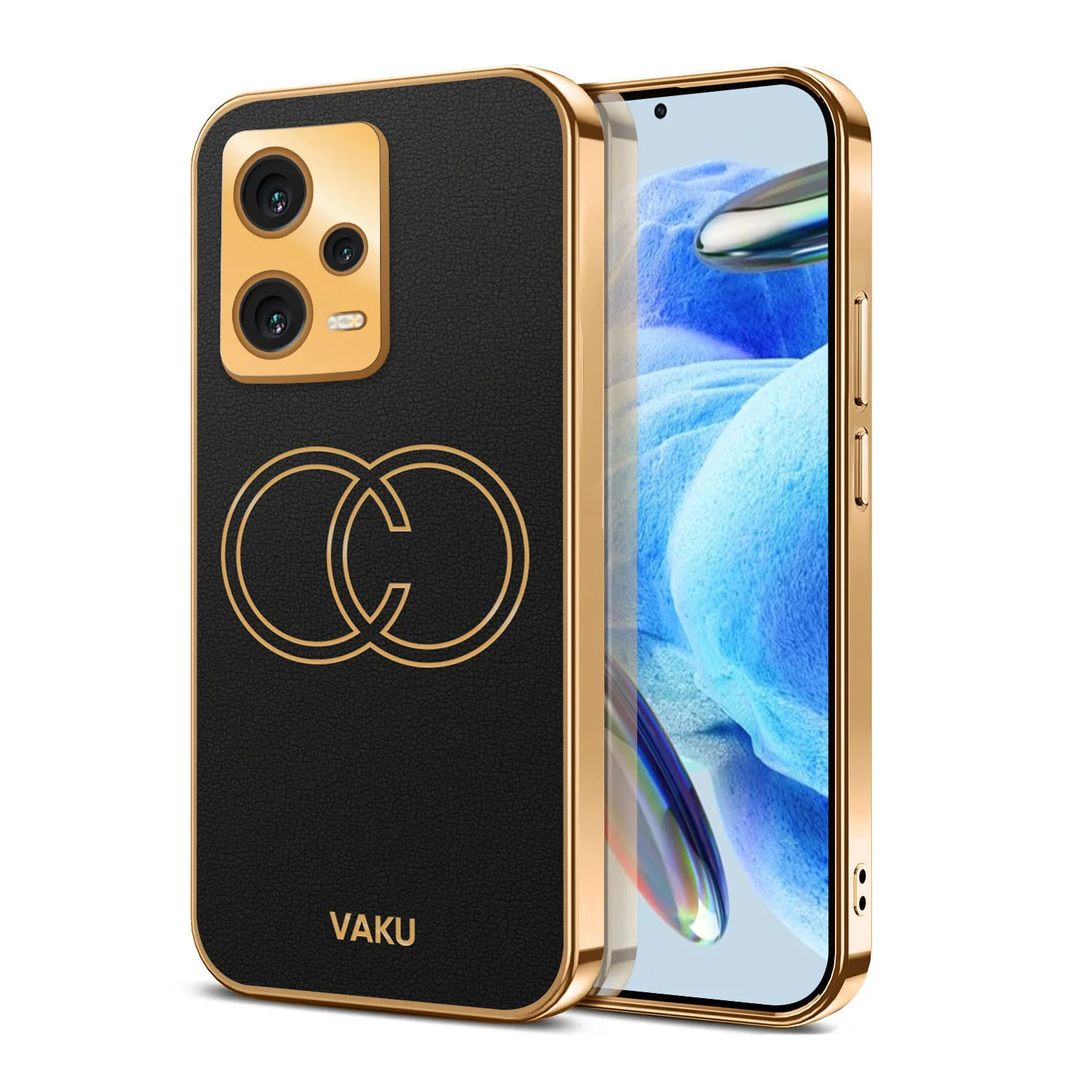 Vaku® Xiaomi Redmi Note 12 Pro Plus 5G Skylar Leather Pattern Gold Electroplated Soft TPU Back Cover - Image 13