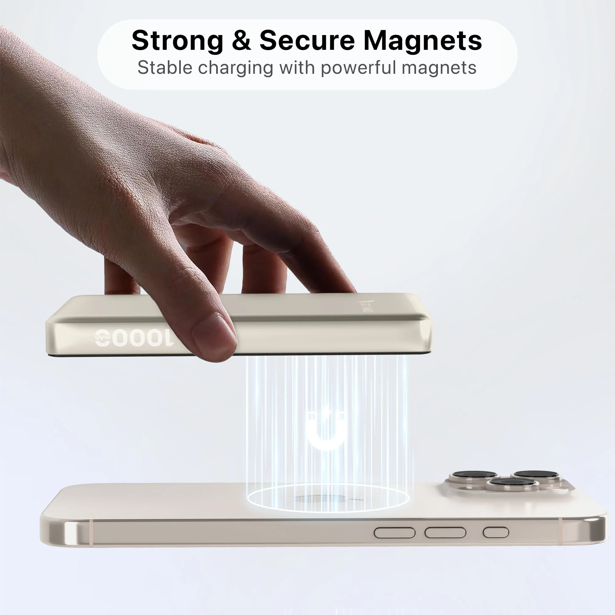 Vaku ® Desert Titanium 10000mAh Magnetic Wireless Power Bank 15W Wireless Charging - Image 8