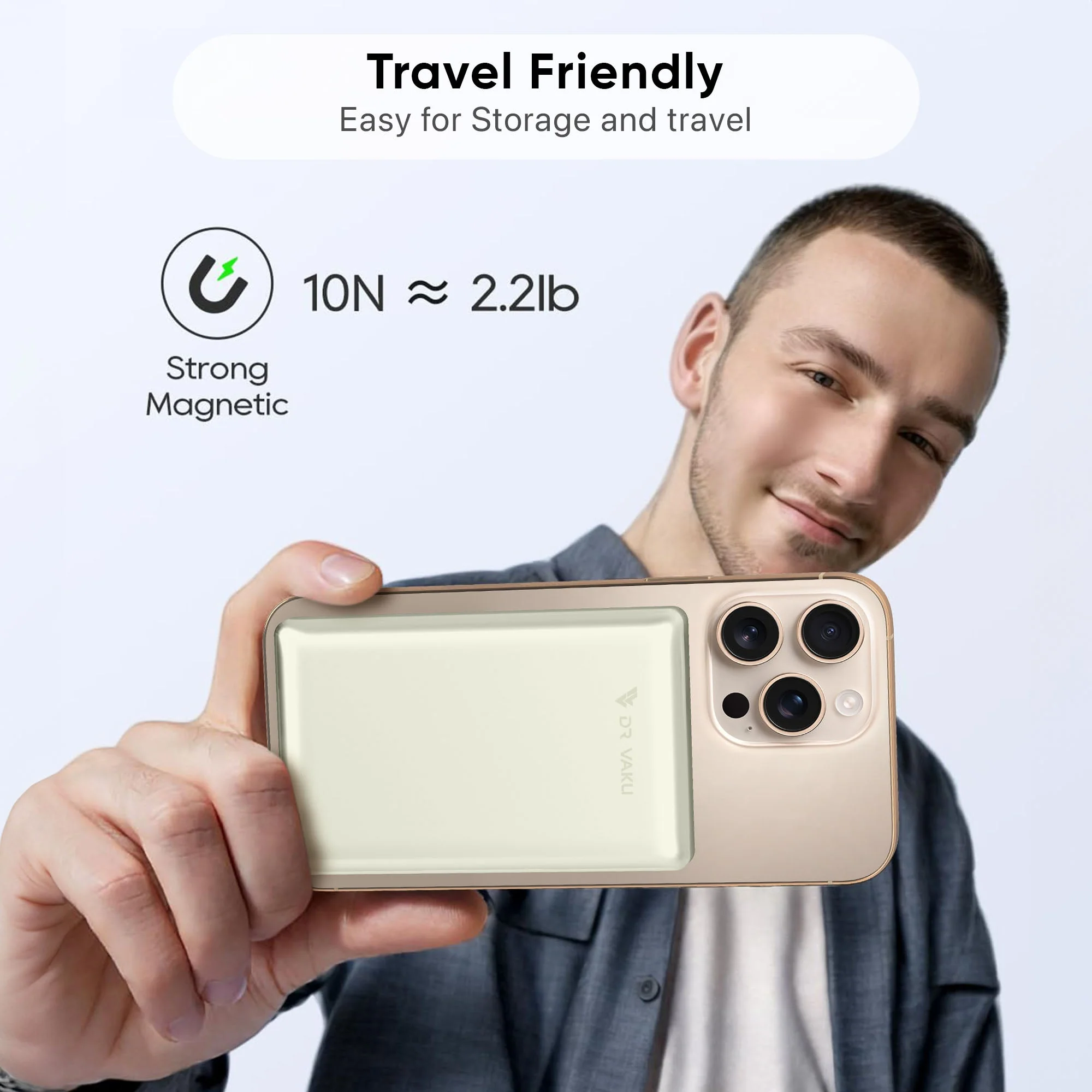 Vaku ® Desert Titanium 10000mAh Magnetic Wireless Power Bank 15W Wireless Charging - Image 9