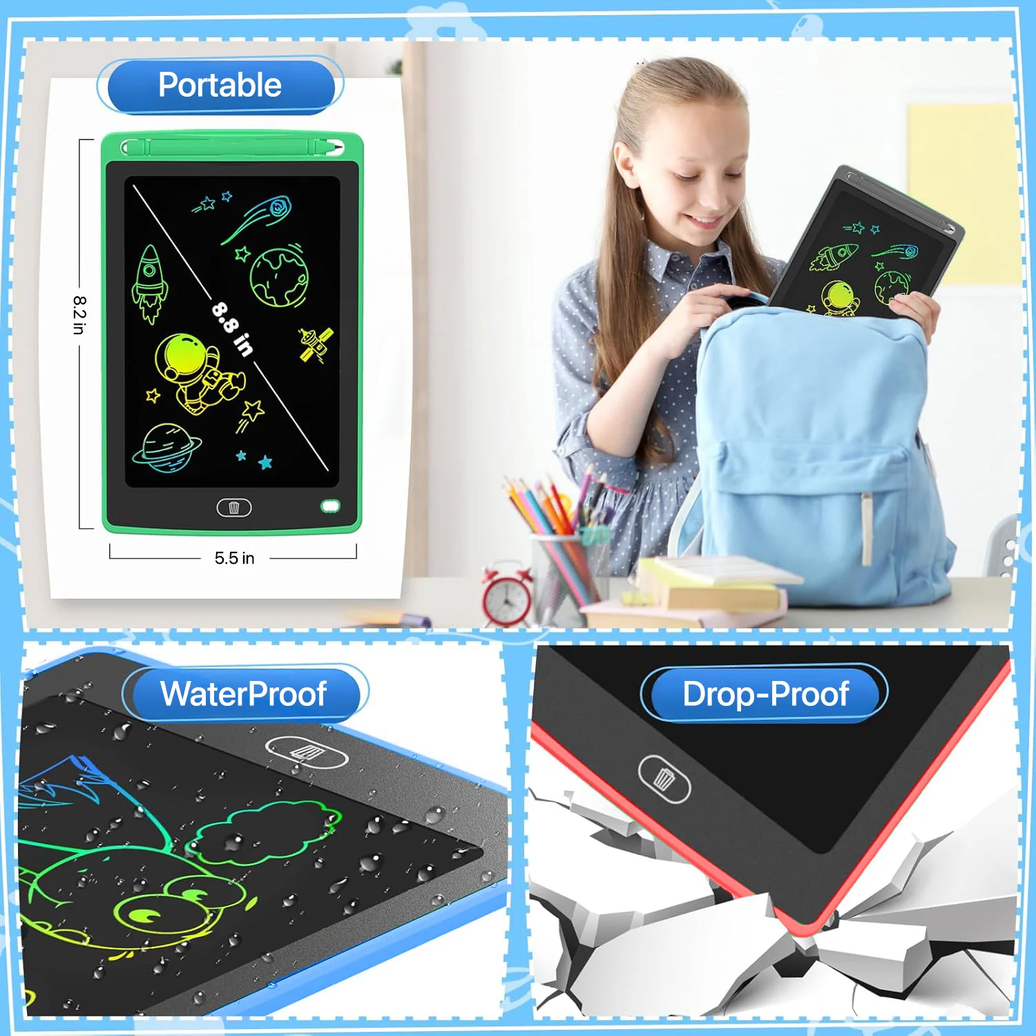 Vaku Luxos ® 8.5 Inch Rewritable LCD Writing Tablet Digital Slate Pad - Image 4