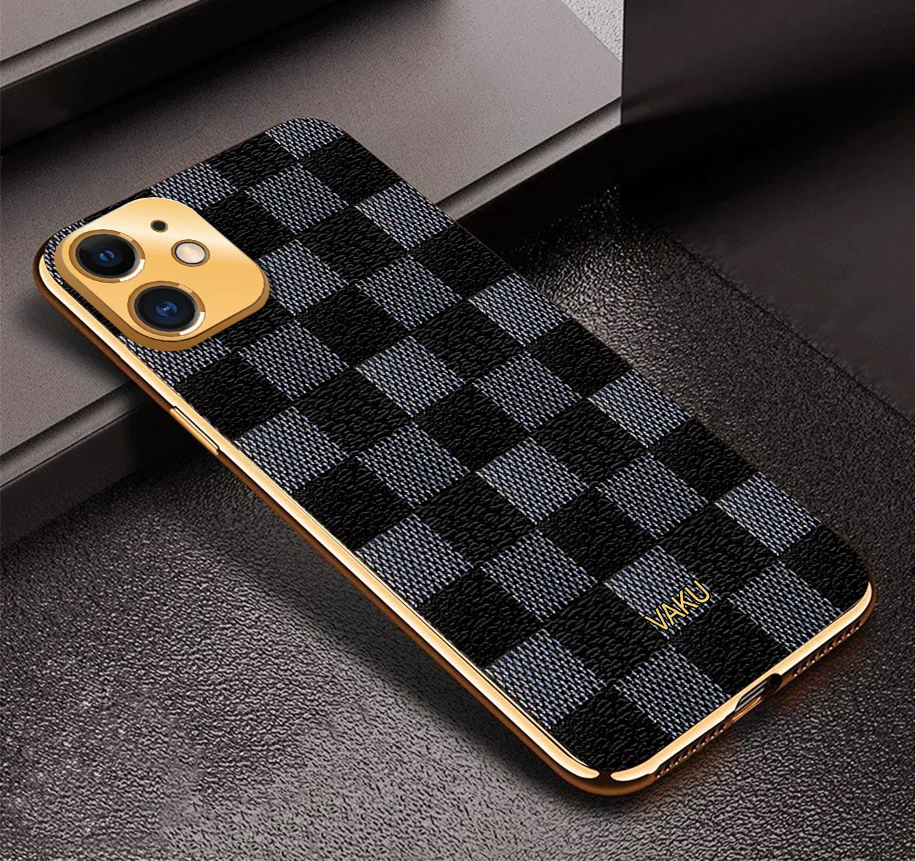 Vaku® Apple iPhone 12 Cheron Leather Electroplated Soft TPU Back Cover - Image 3
