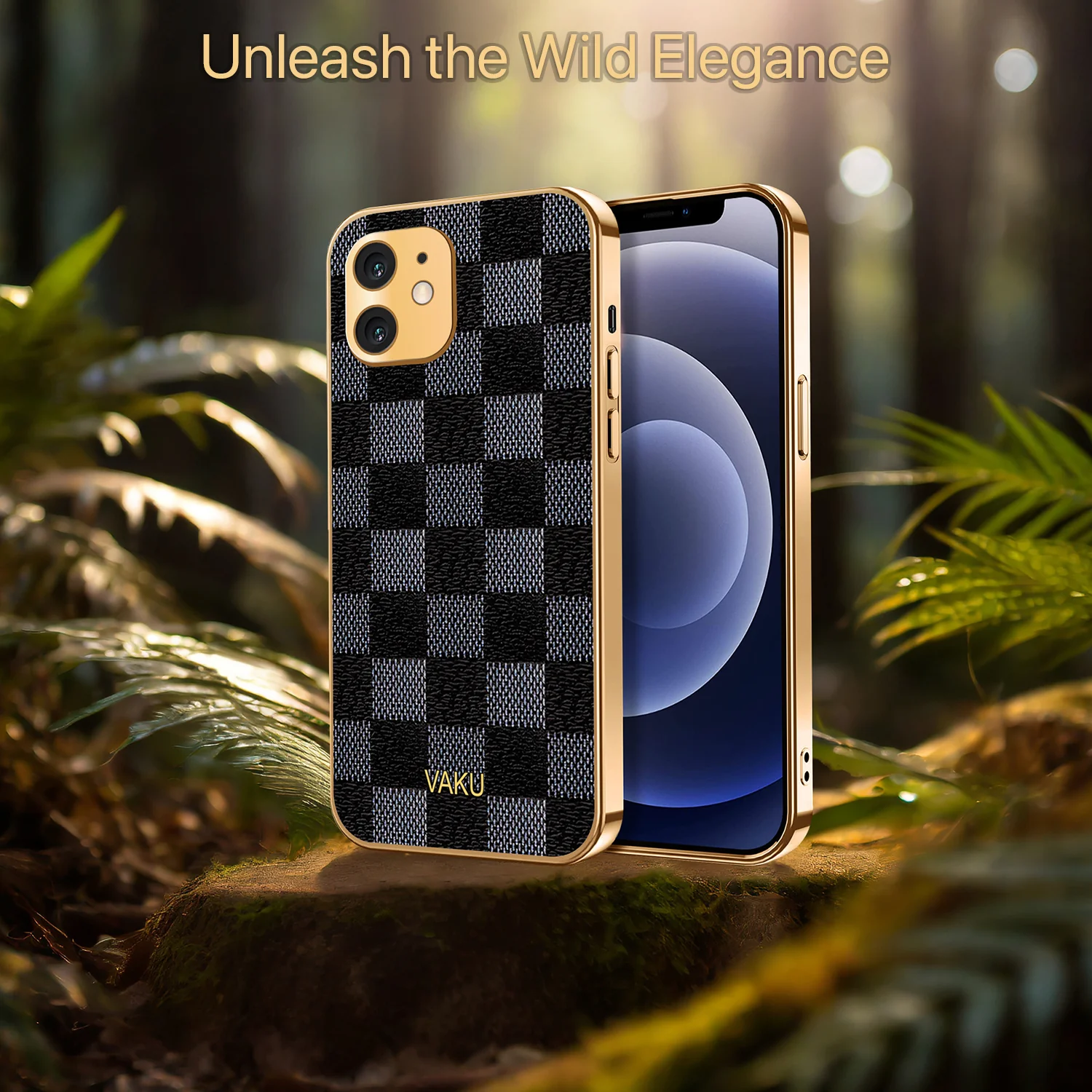 Vaku® Apple iPhone 12 Cheron Leather Electroplated Soft TPU Back Cover - Image 6