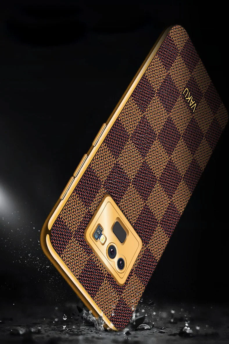 Vaku® Galaxy Note 9 Cheron Series Leather Stitched Gold Electroplated Soft TPU Back Cover - Image 10