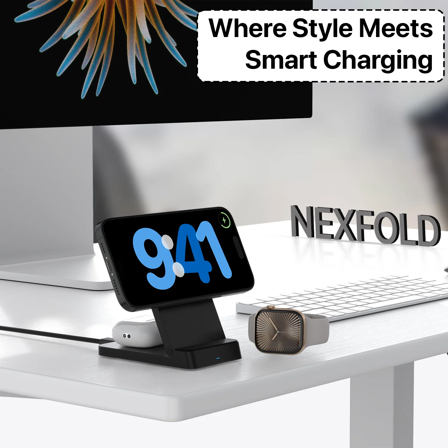 Vaku Luxos ® 23W Nexfold Magnetic Wireless Mag-Safe Charger Dock Station - Image 5