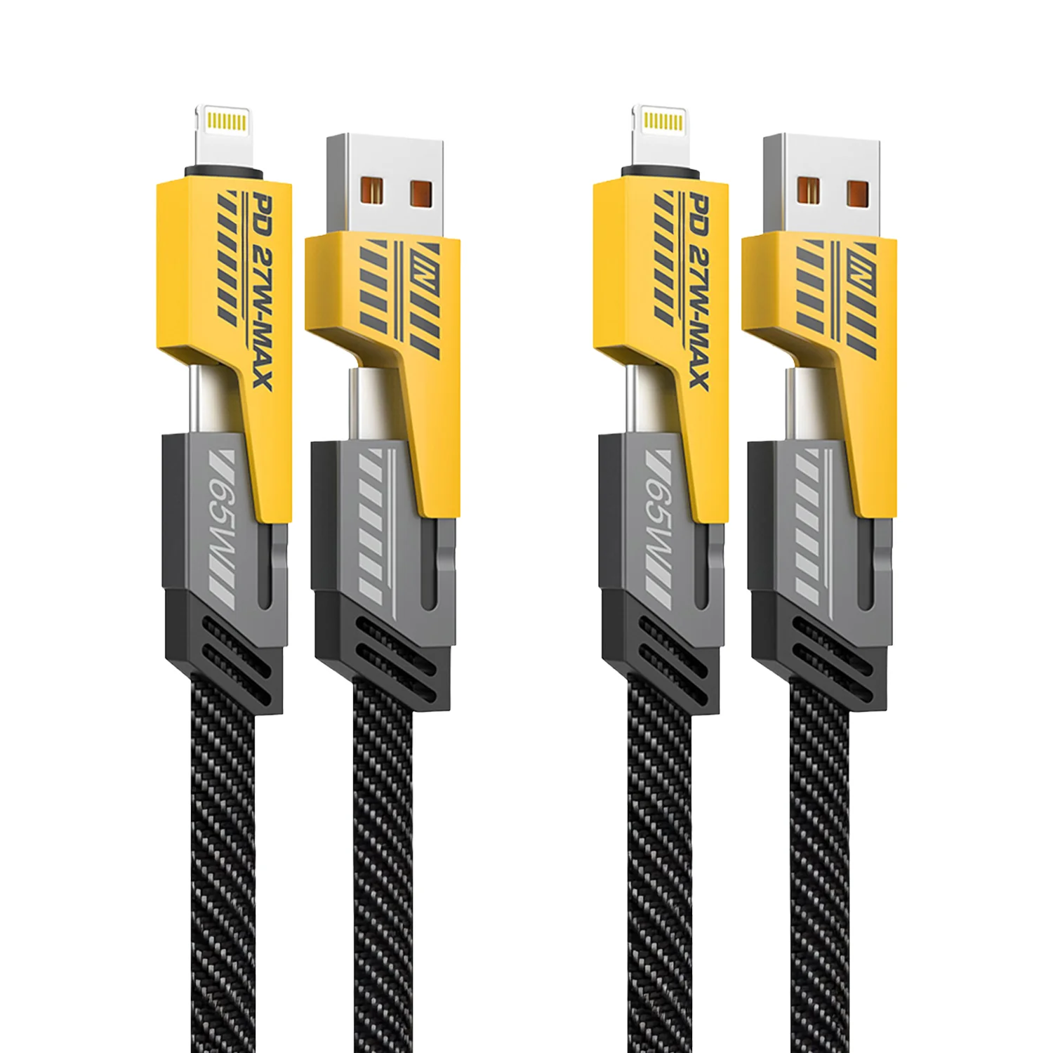 Vaku Luxos® 4-in-1 65W Fast Charging Flat Cable with USB, Lightning, C-Type Ports - Image 14