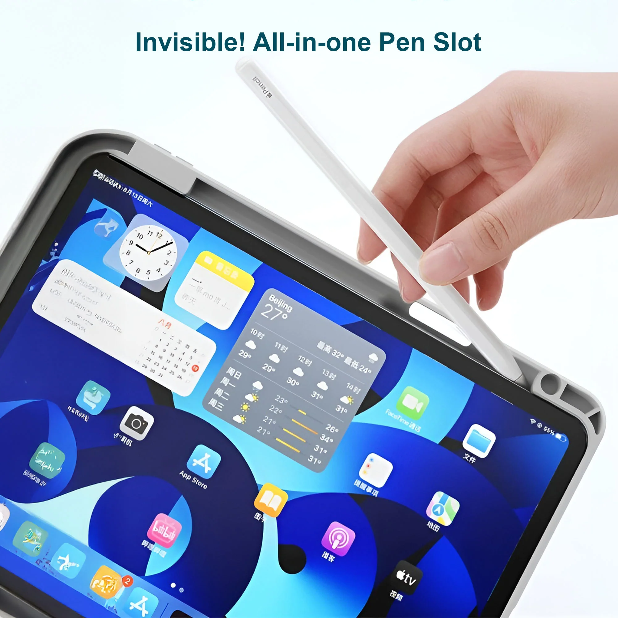 Vaku Luxos ® Apexen 360 Degree Apple iPad Pro 11 inch (M4) Back Flip Stand Cover with Pencil Holder 6-Way Adjustable - Image 5