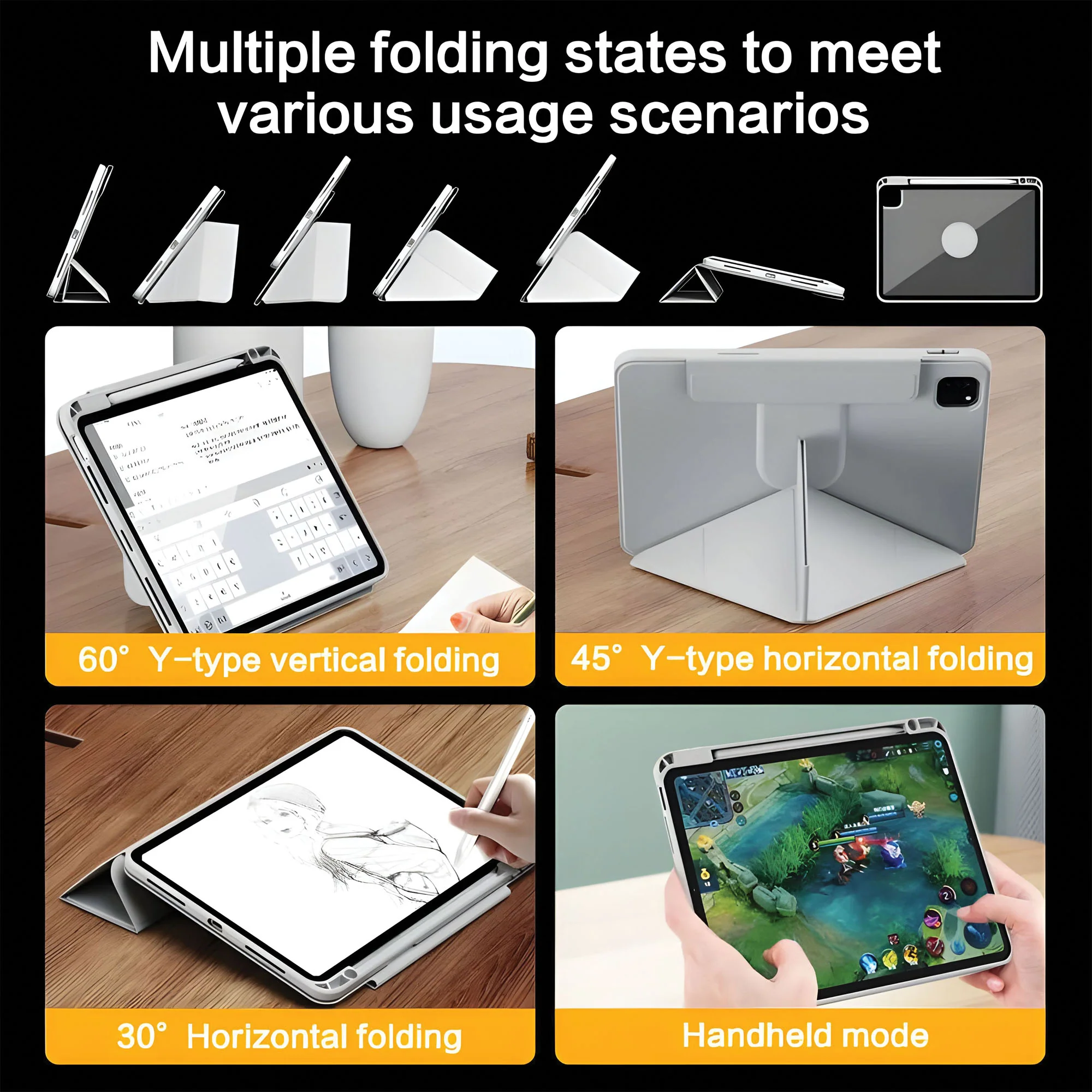 Vaku Luxos ® Apexen 360 Degree Apple iPad Pro 11 inch (M4) Back Flip Stand Cover with Pencil Holder 6-Way Adjustable - Image 7