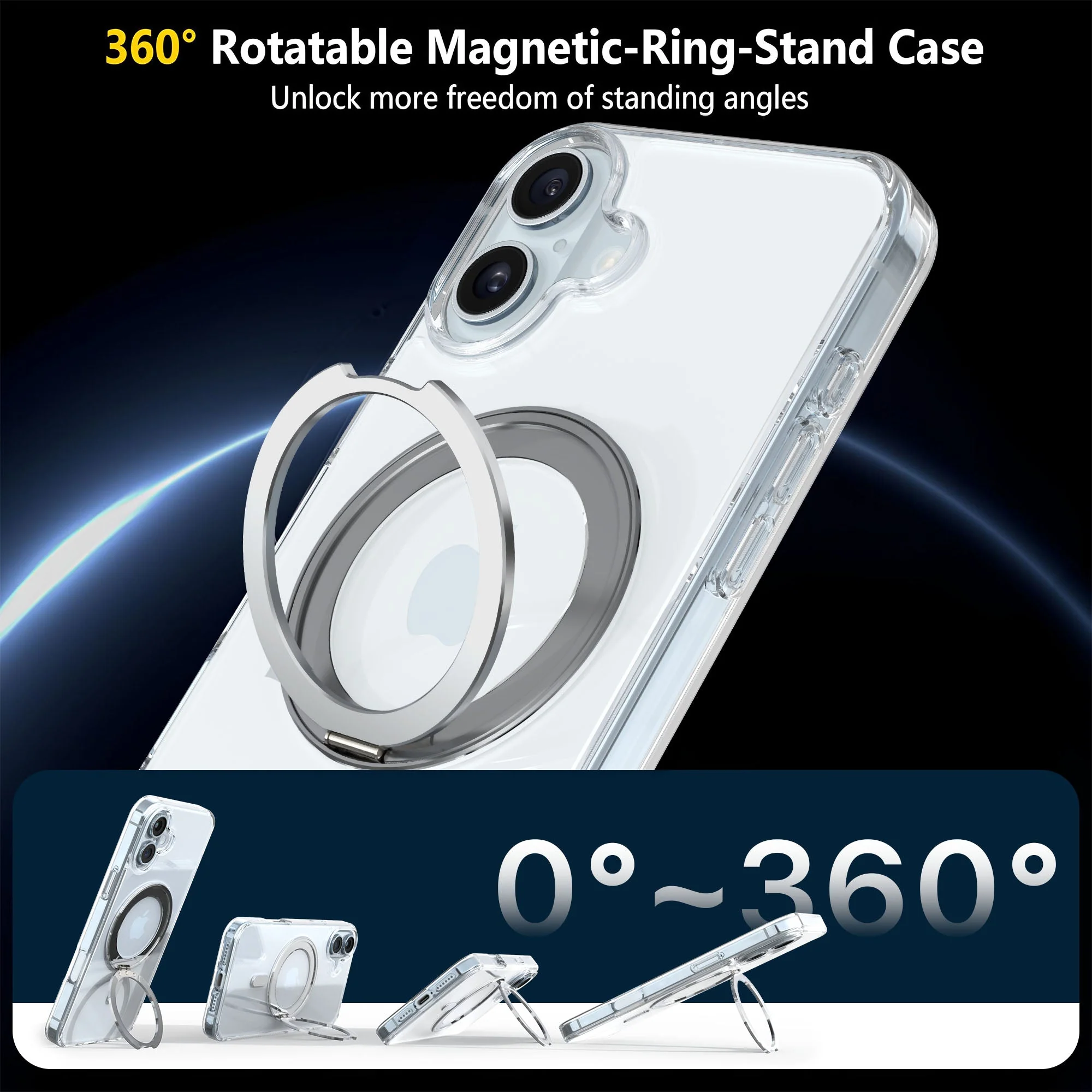 Vaku Luxos ® Apple iPhone 16 Glassy Kickmag Military-Grade Back Cover - Image 5