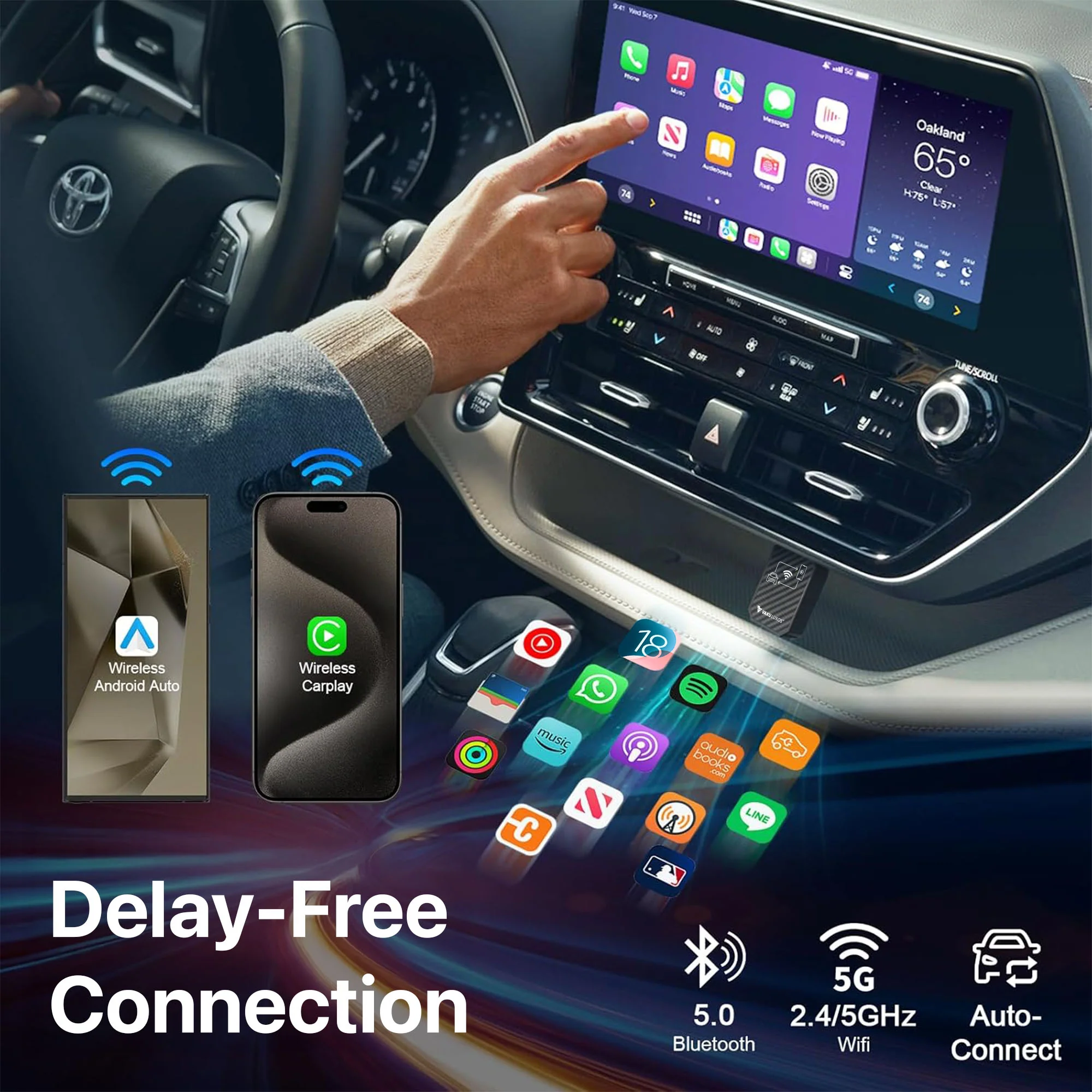 Vaku Luxos ® AUTOELITE Wireless CarPlay With Wireless Android Auto Adapter - Image 3
