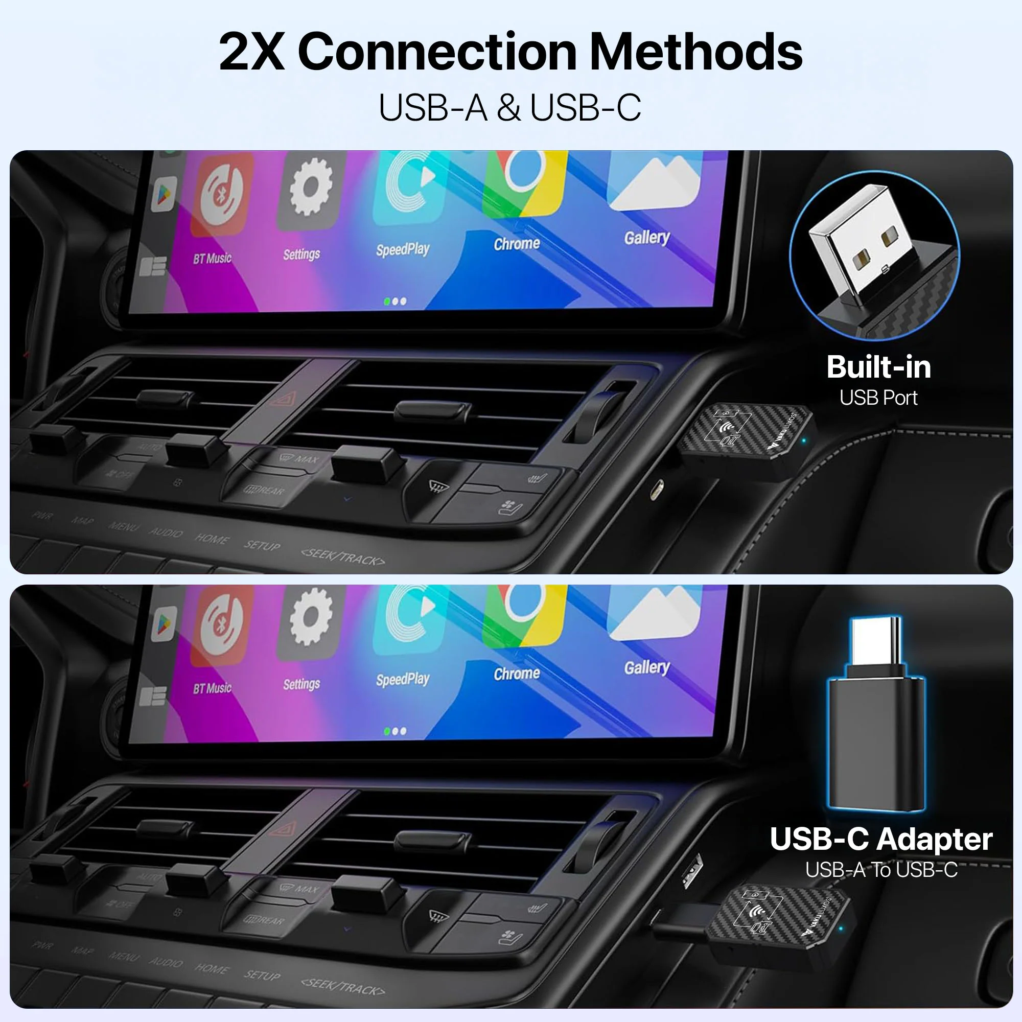 Vaku Luxos ® AUTOELITE Wireless CarPlay With Wireless Android Auto Adapter - Image 4