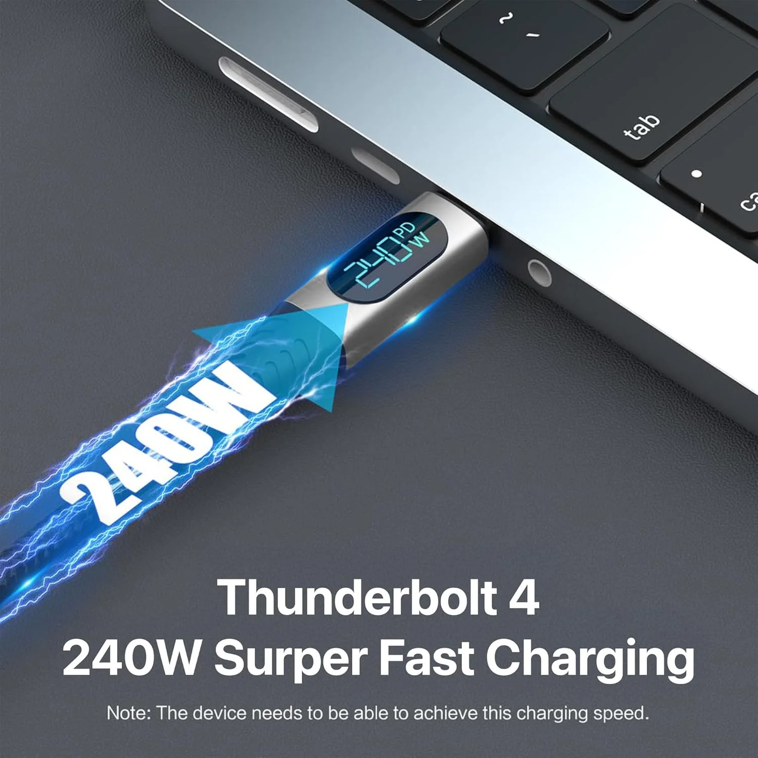 Vaku Luxos ® CRUZE 1M 240W USB4 / Thunderbolt 4 Type C to Type C Data Cable with Intelligent Power Display - Image 6