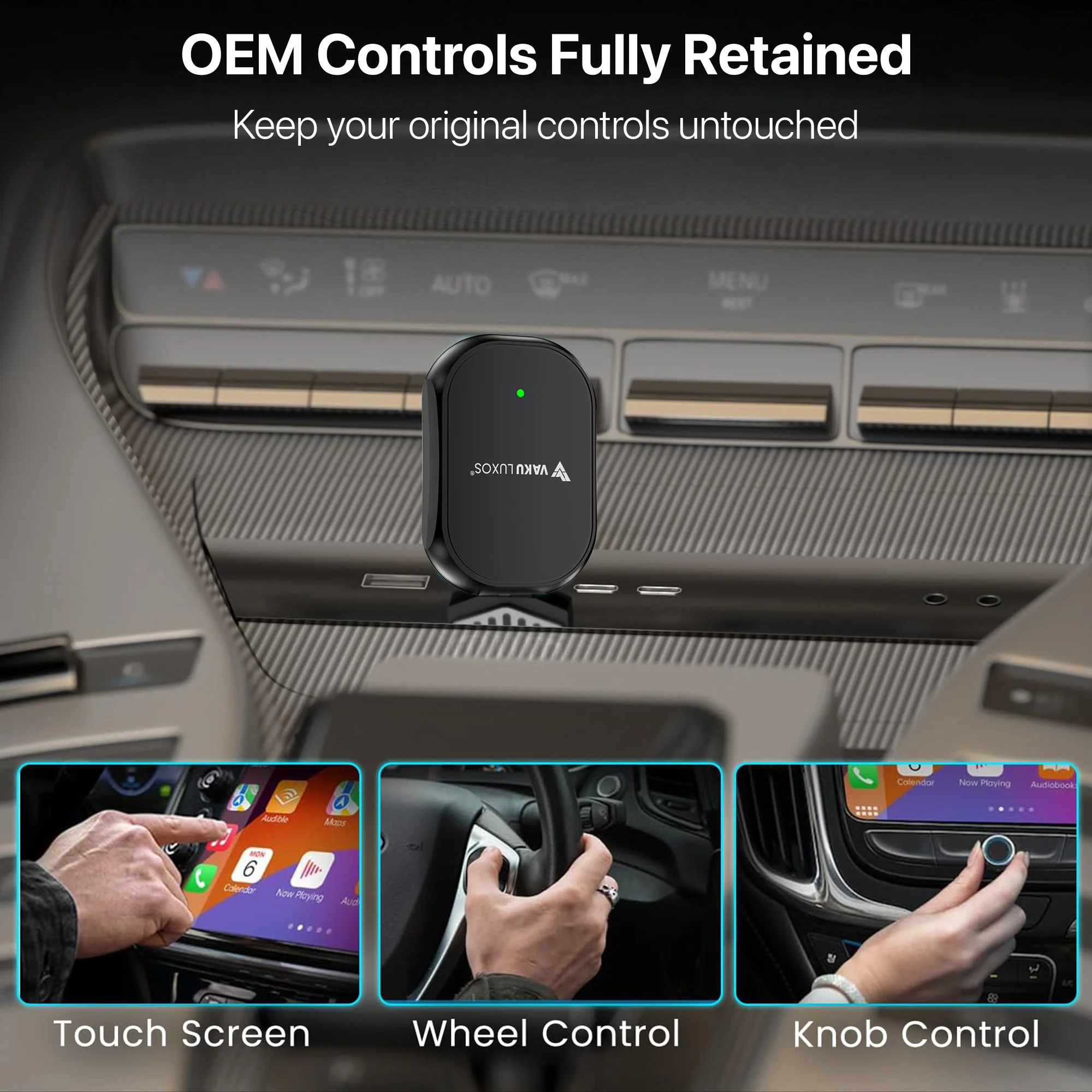 Vaku Luxos ® DASHELITE 2-in-1 Wireless Car Receiver For Wired Android Auto/CarPlay Conversion - Image 4