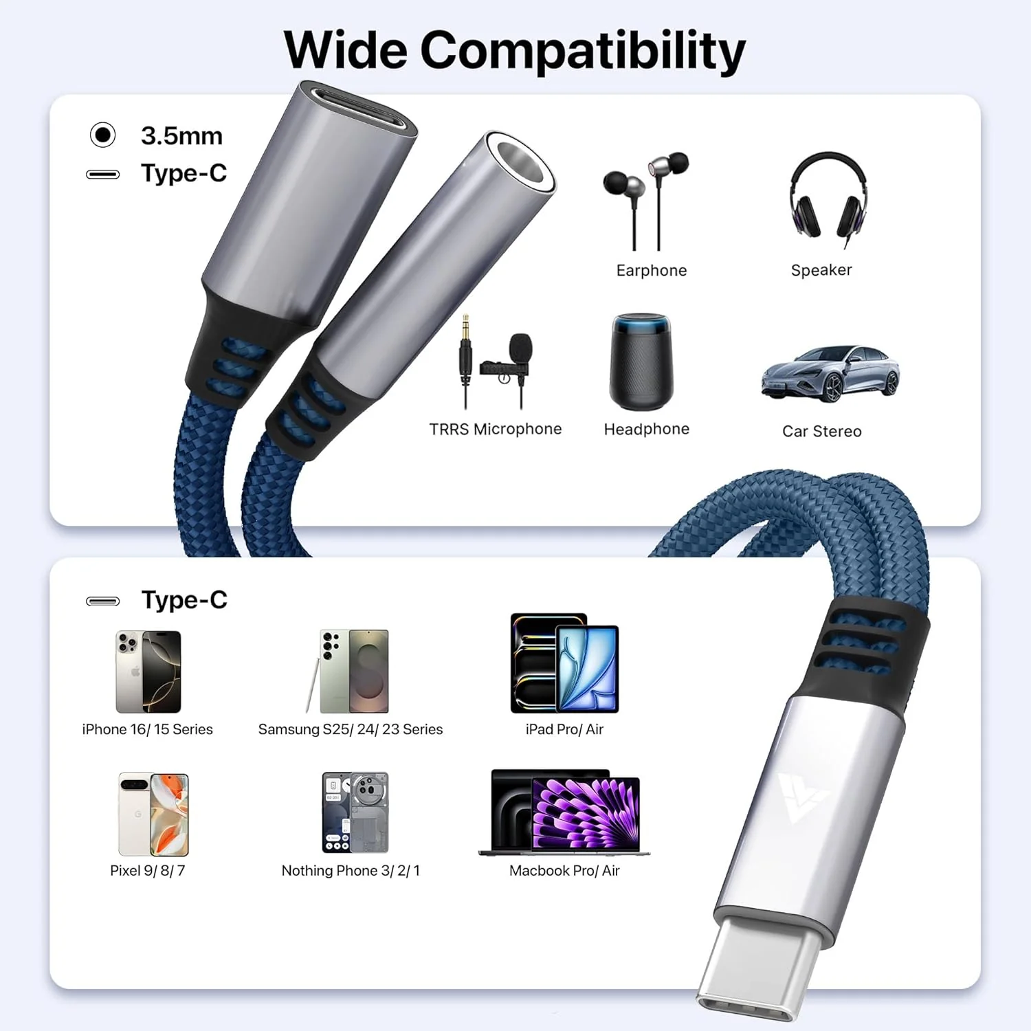 Vaku Luxos ® DigiCoder 2-in-1 Type-C to 3.5mm + Type-C Audio & Charging Adapter - Image 3