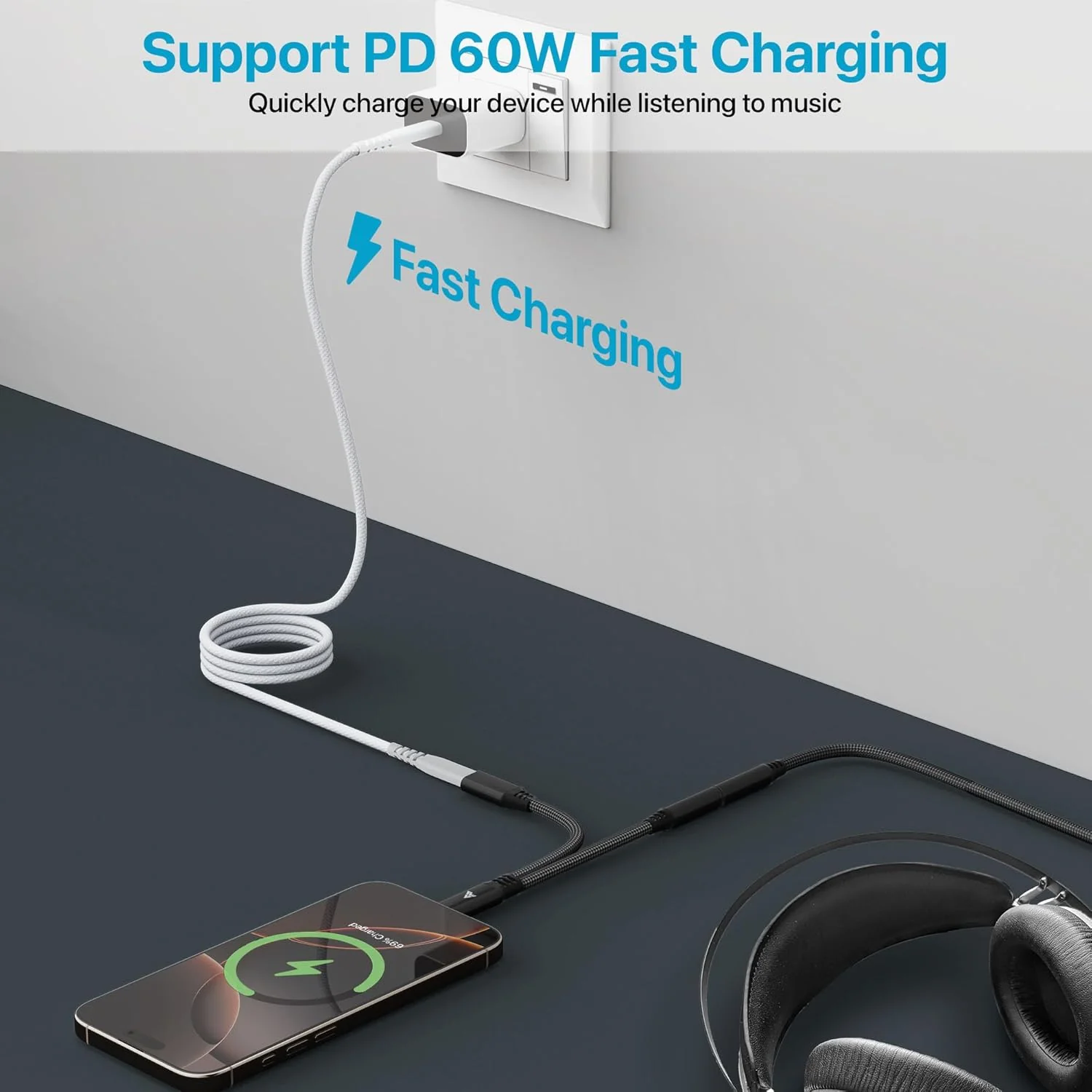 Vaku Luxos ® DigiCoder 2-in-1 Type-C to 3.5mm + Type-C Audio & Charging Adapter - Image 7