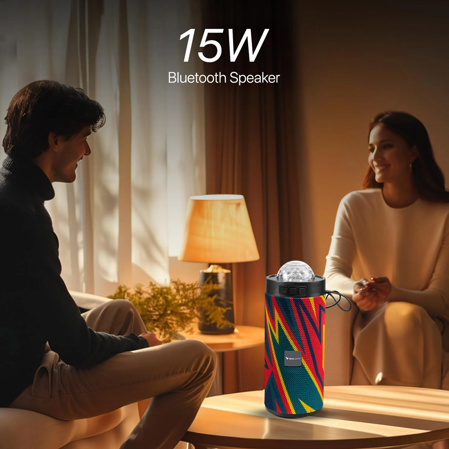 Vaku Luxos ® Groovio 15W Portable Bluetooth Party Speaker With Vibrant Pattern - Image 4