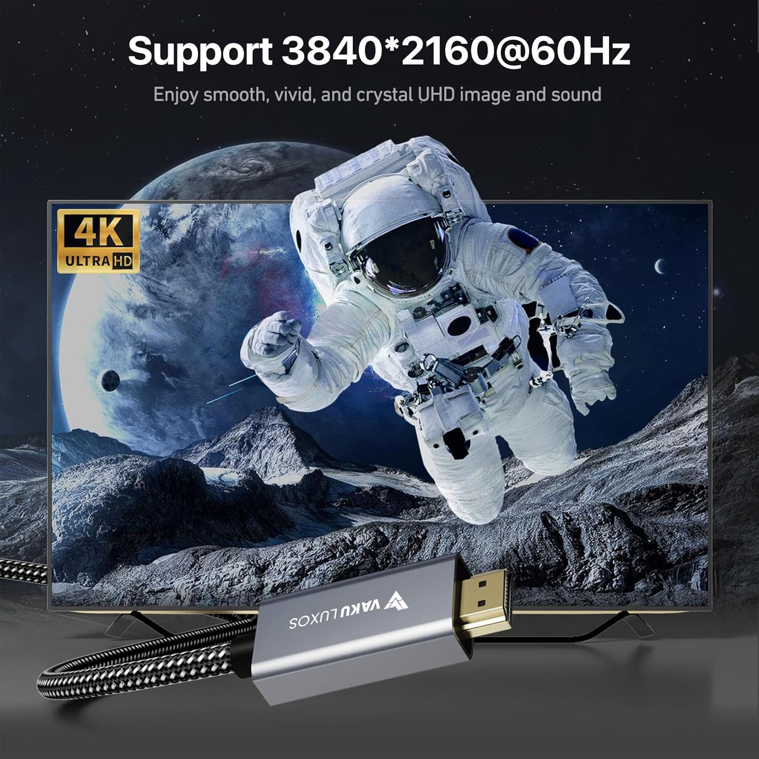 Vaku Luxos ® HOLOLINK 2M Nylon Braided DP(DisplayPort) to HDMI Cable - Image 4