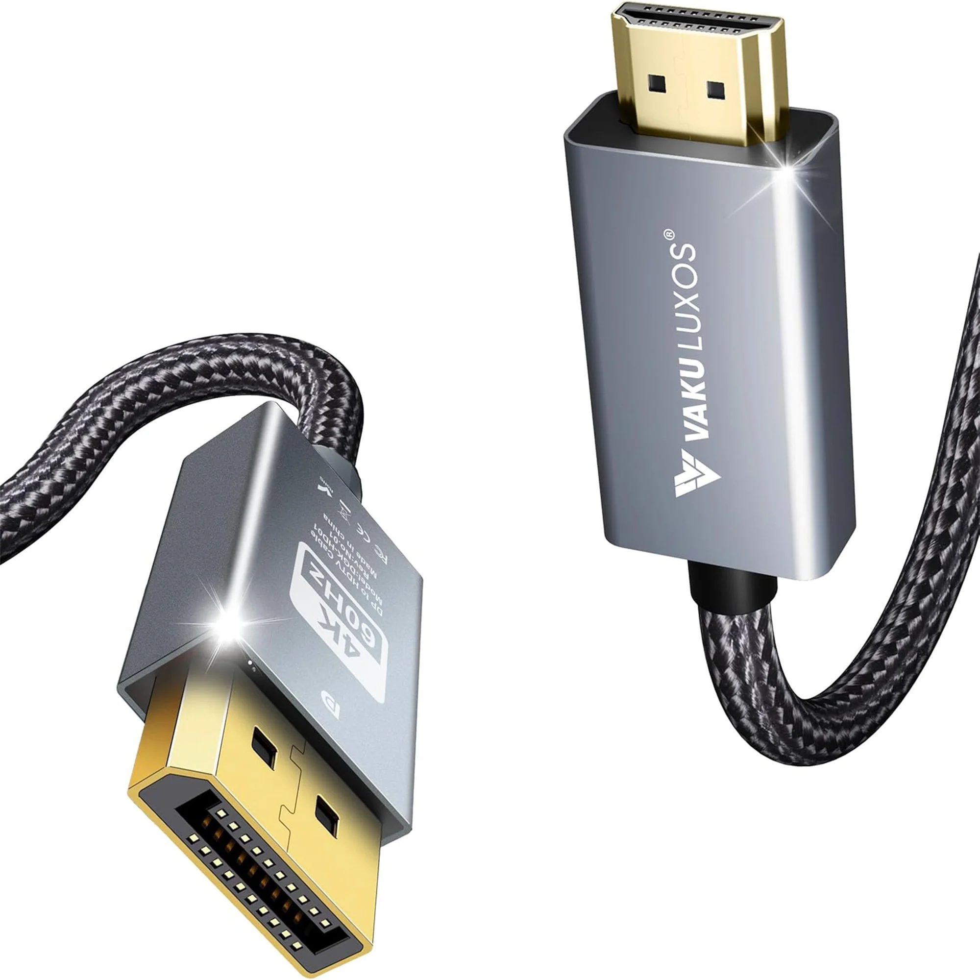 Vaku Luxos ® HOLOLINK 2M Nylon Braided DP(DisplayPort) to HDMI Cable - Image 9