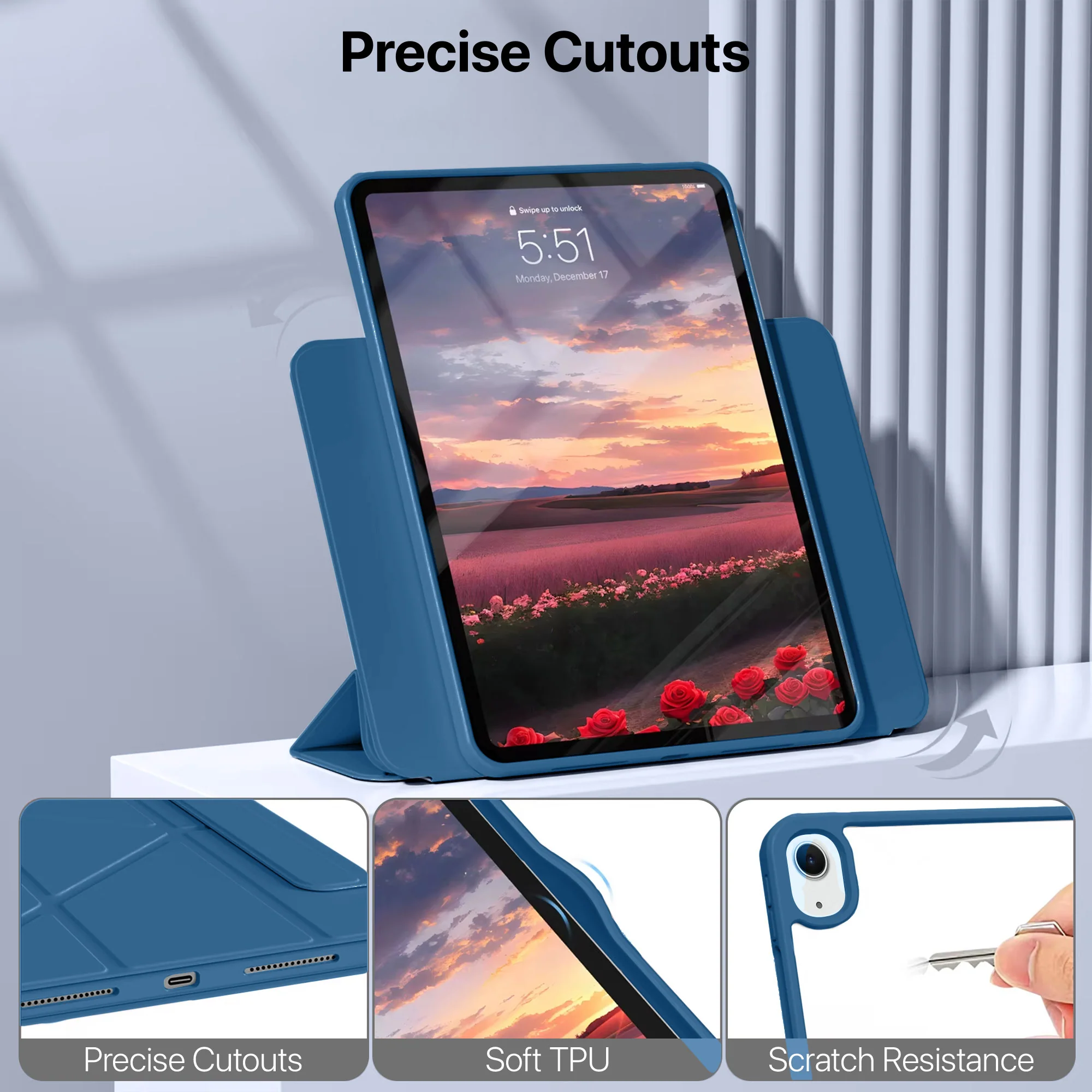 Vaku Luxos ® MAGVERSA Y-FOLD iPad (A16) 11th/10th Gen (2025/2022) 11/10.9 Inch 360° Rotating Stand Transparent Back With Pencil Holder Cover Case - Image 6
