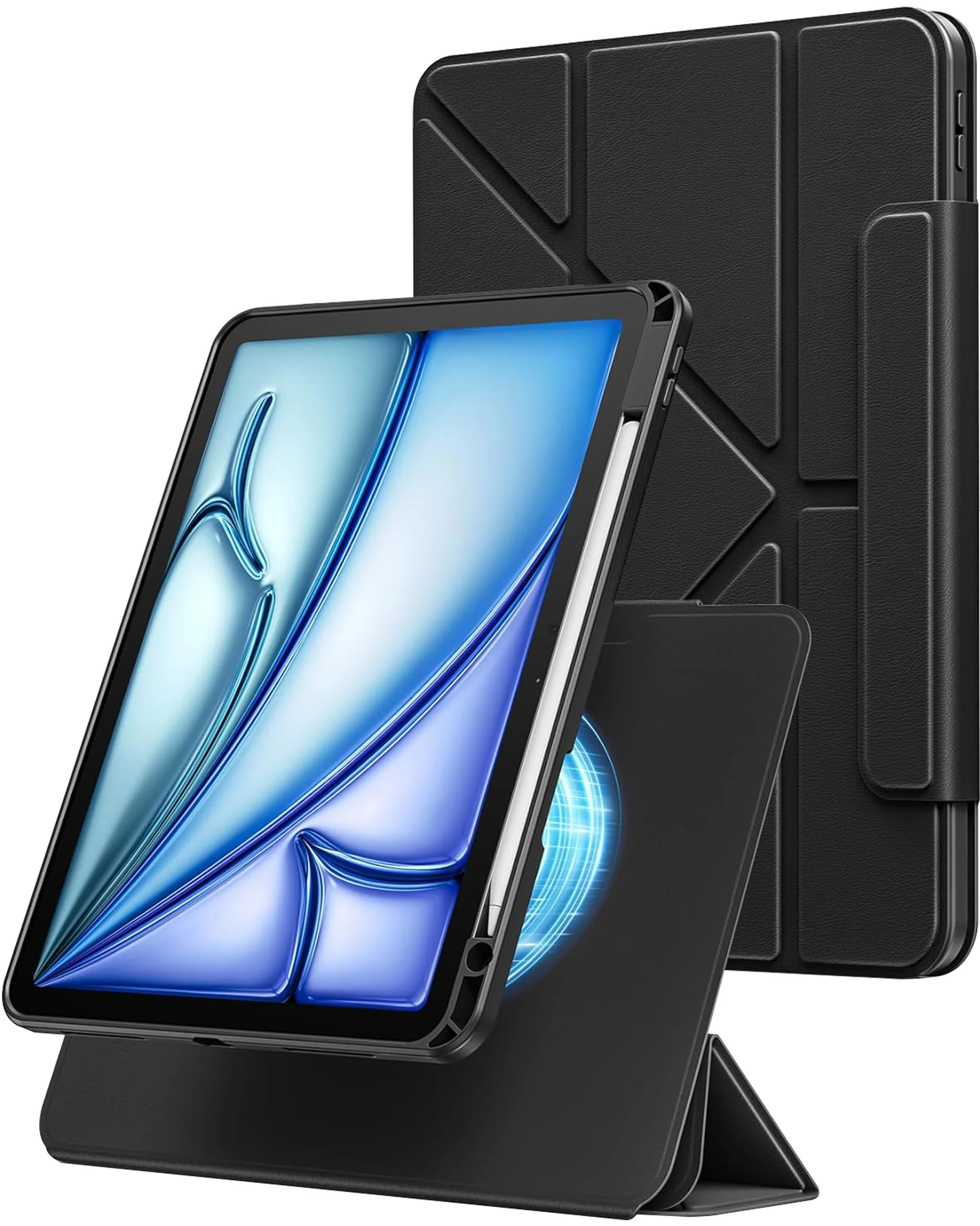 Vaku Luxos ® MAGVERSA Y-FOLD iPad (A16) 11th/10th Gen (2025/2022) 11/10.9 Inch 360° Rotating Stand Transparent Back With Pencil Holder Cover Case - Image 7