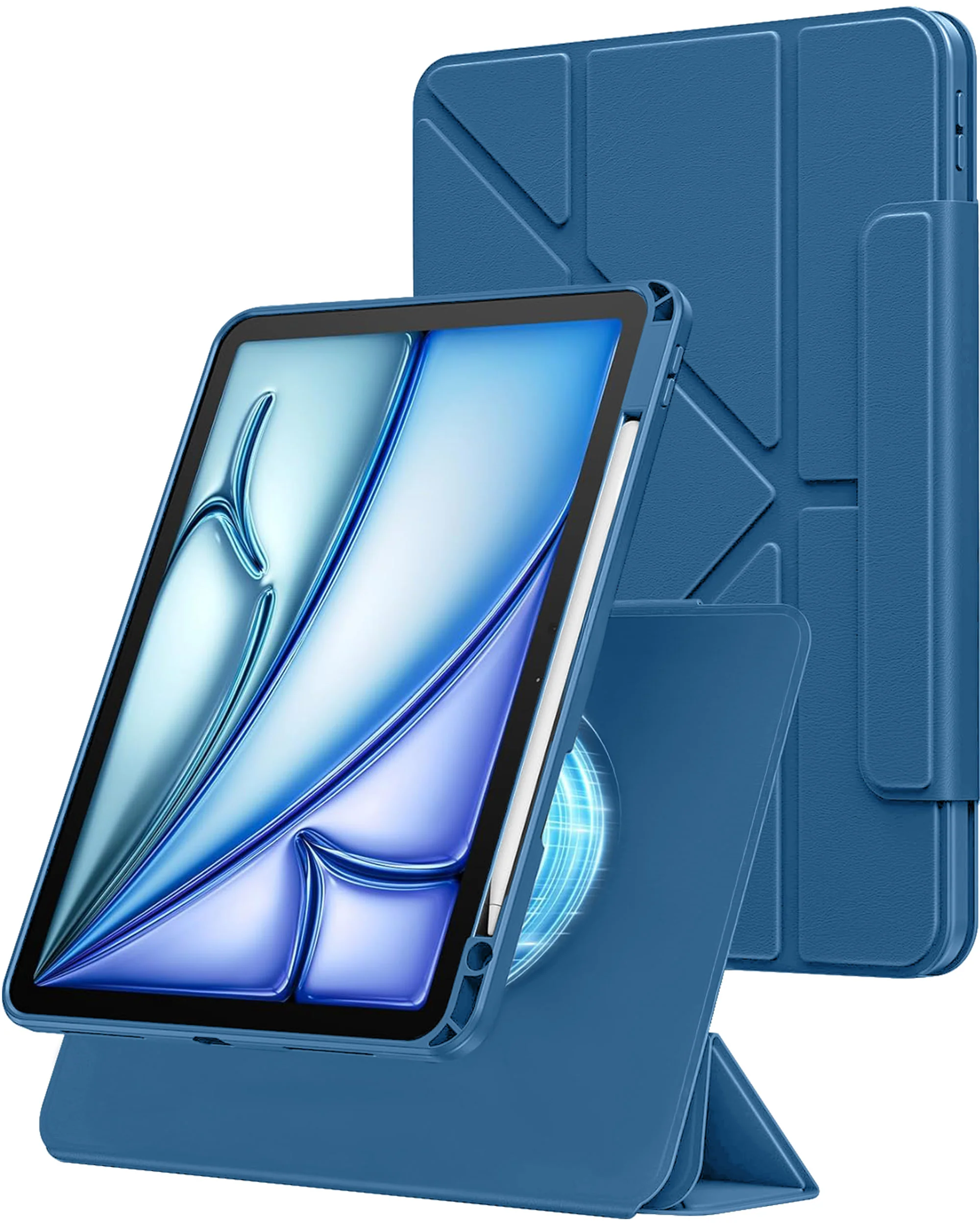 Vaku Luxos ® MAGVERSA Y-FOLD iPad (A16) 11th/10th Gen (2025/2022) 11/10.9 Inch 360° Rotating Stand Transparent Back With Pencil Holder Cover Case - Image 8