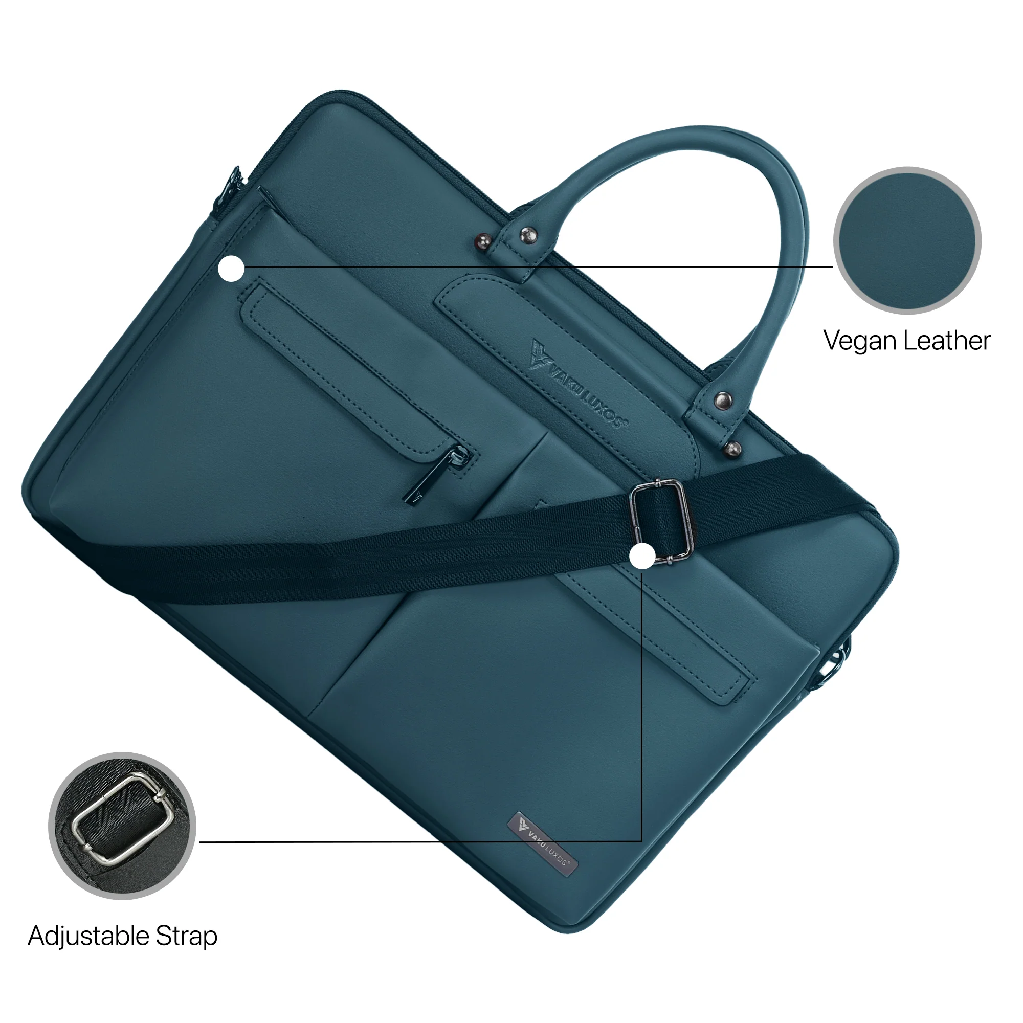 Vaku Luxos® Marcella 14 inch Laptop Bag Premium Laptop Messenger Bag For Men and Women - Image 3