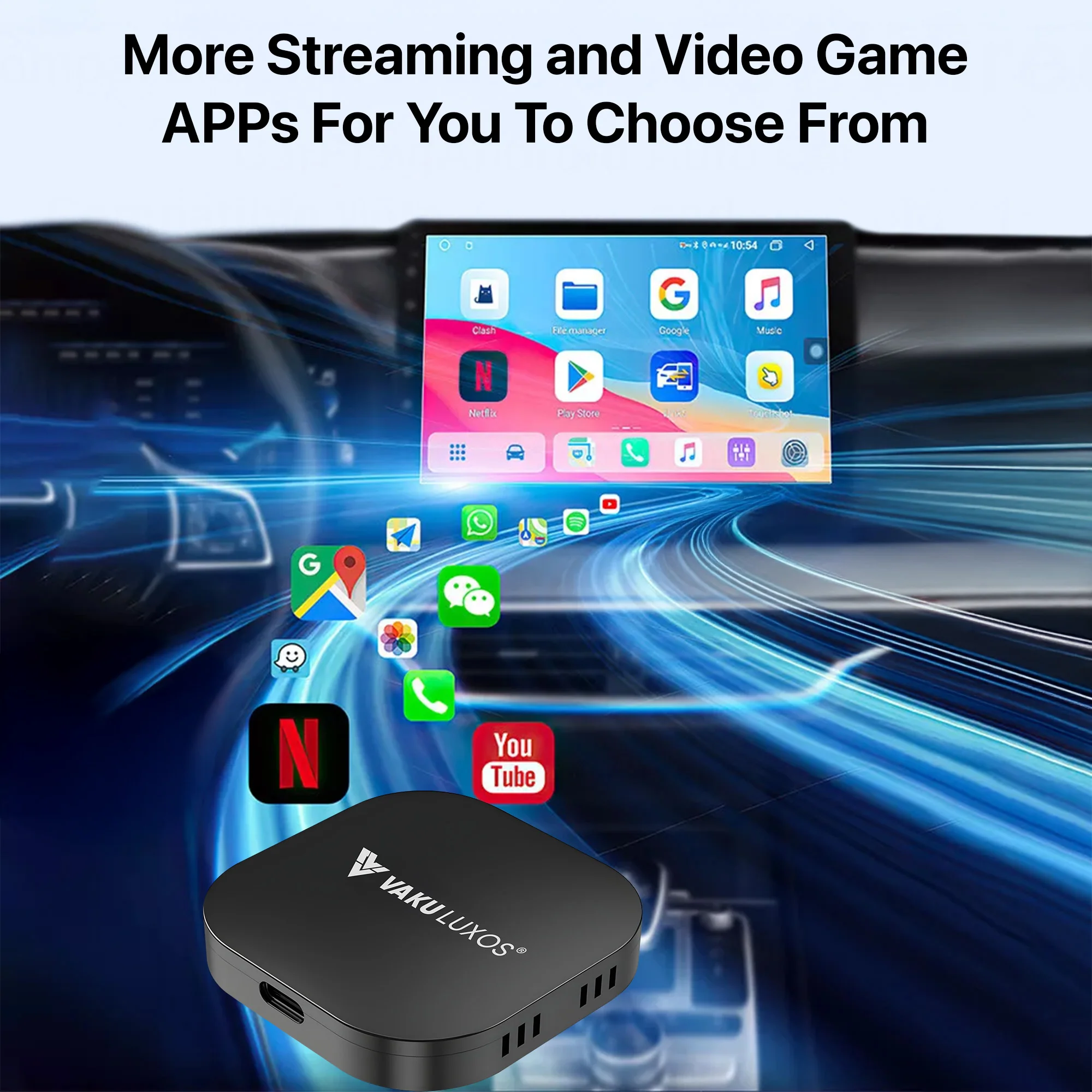 Vaku Luxos ® MUSEPRO 2025 Upgraded Wireless CarPlay Adapter, 5-in-1 Apple Wireless and Android Auto Wireless Adapter - Image 3