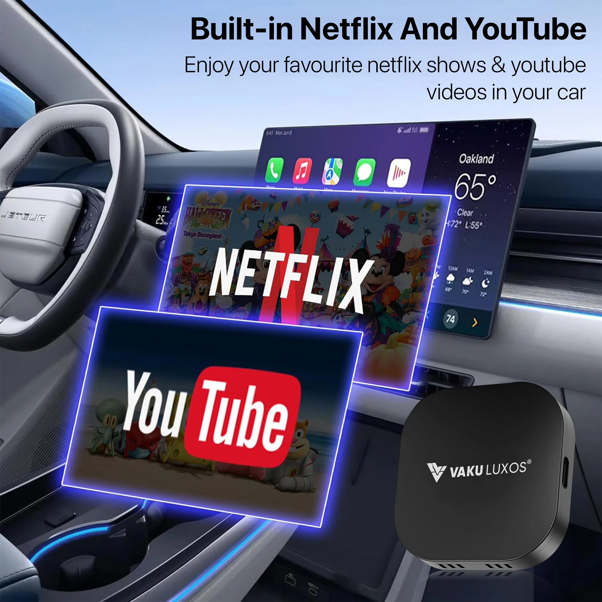 Vaku Luxos ® MUSEPRO 2025 Upgraded Wireless CarPlay Adapter, 5-in-1 Apple Wireless and Android Auto Wireless Adapter - Image 7