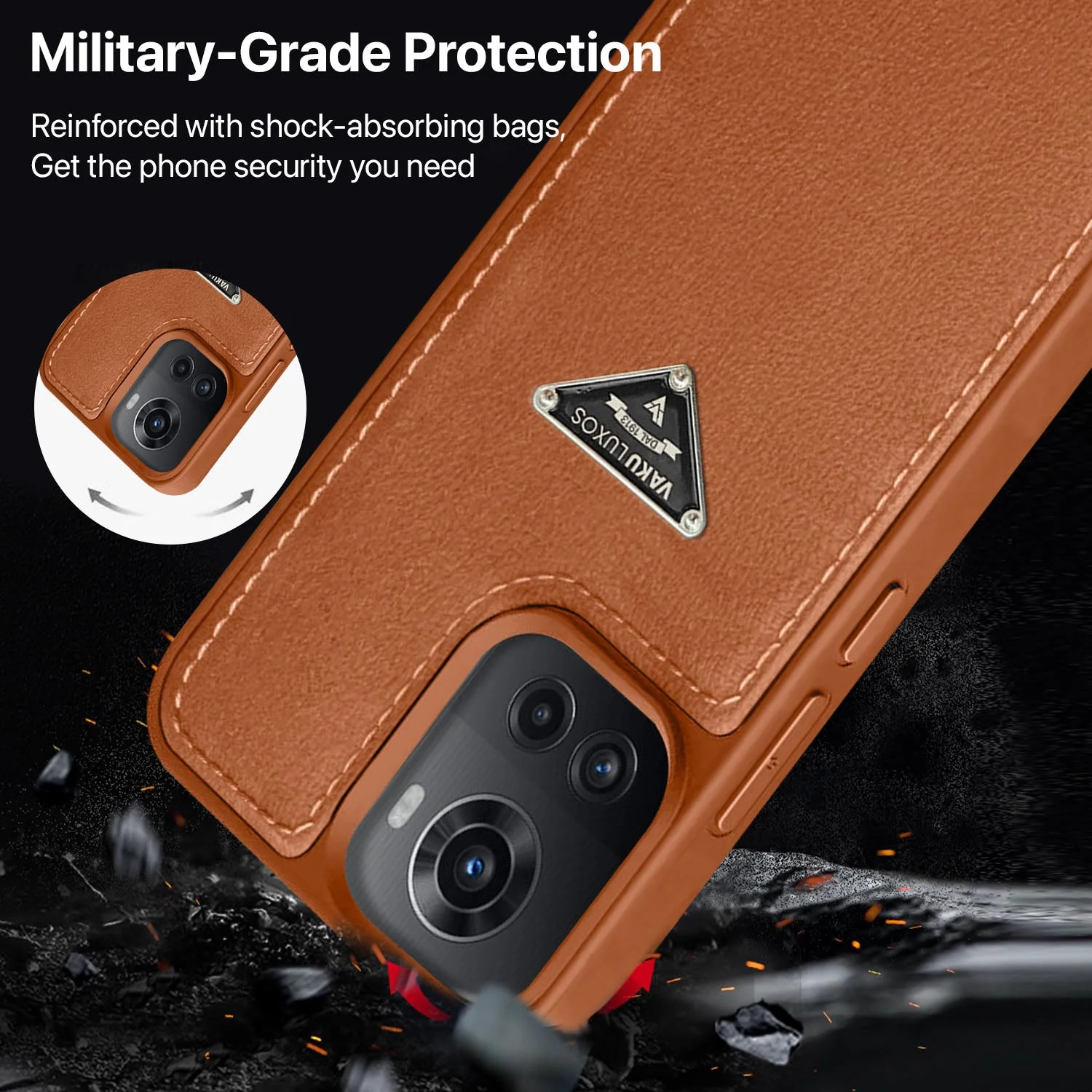 Vaku Luxos ® OnePlus 10R Nyxen Premium Leather Stitched Back Cover - Image 3