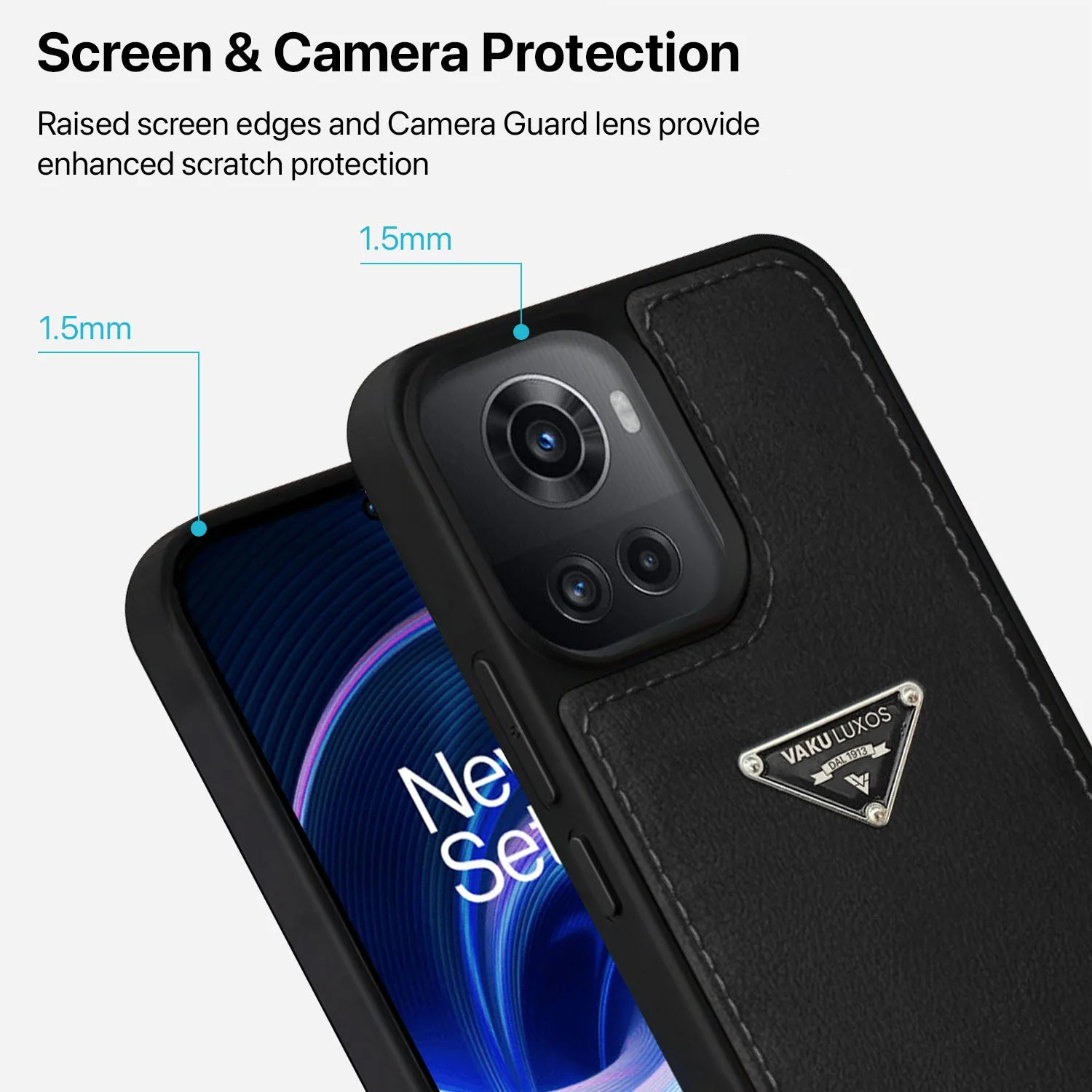 Vaku Luxos ® OnePlus 10R Nyxen Premium Leather Stitched Back Cover - Image 4