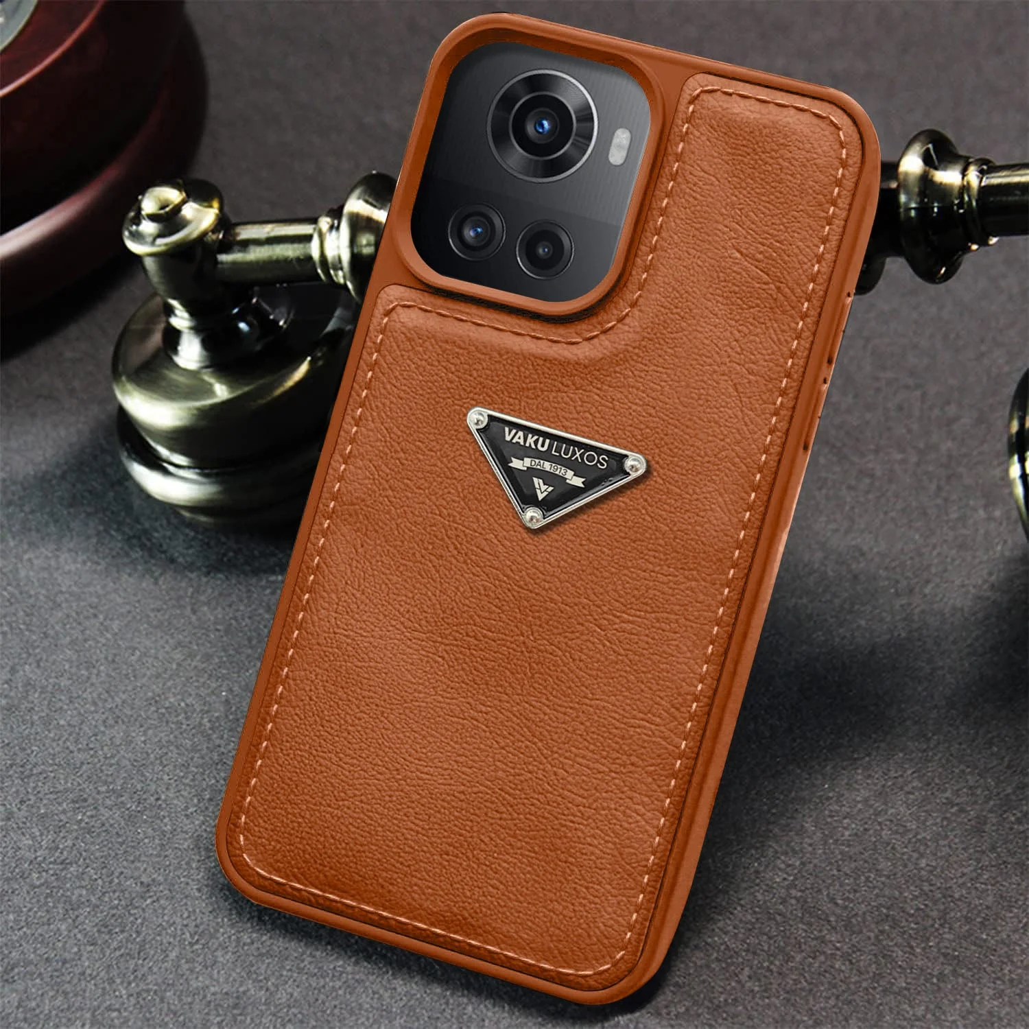 Vaku Luxos ® OnePlus 10R Nyxen Premium Leather Stitched Back Cover - Image 6